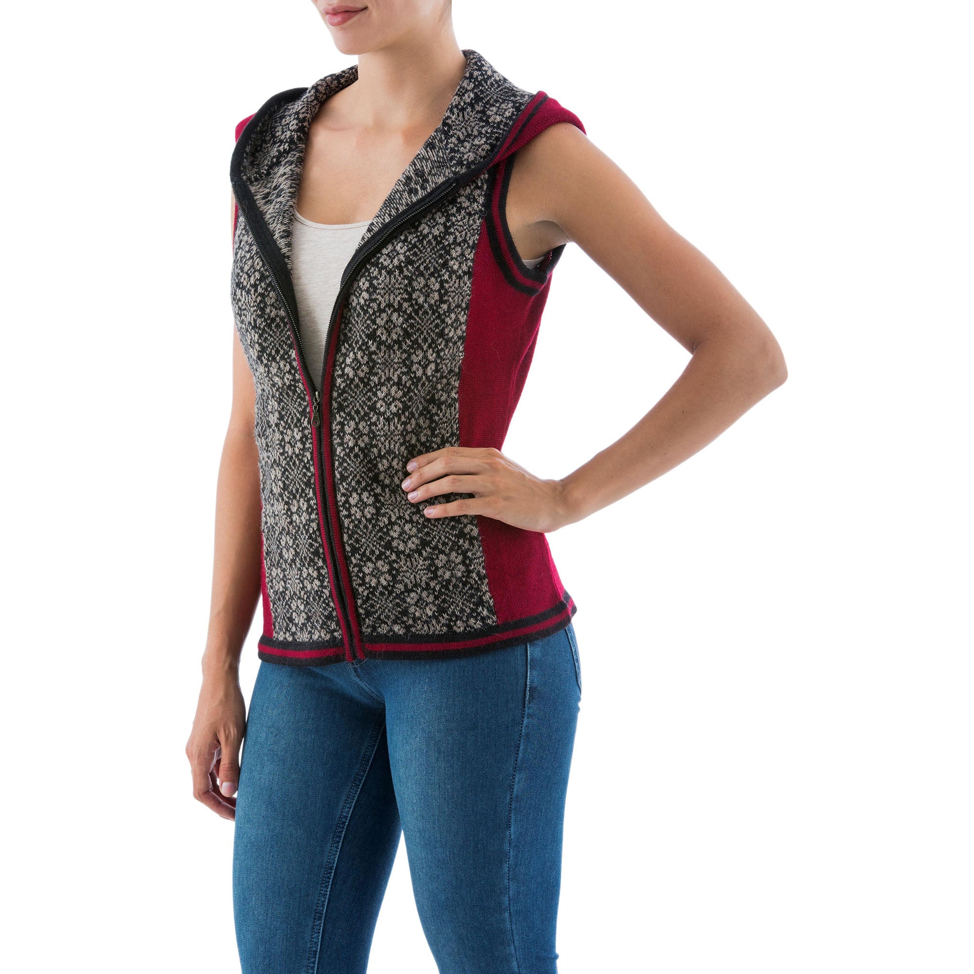 Premium Floral Alpaca Hooded Vest – Ultimate Style Upgrade