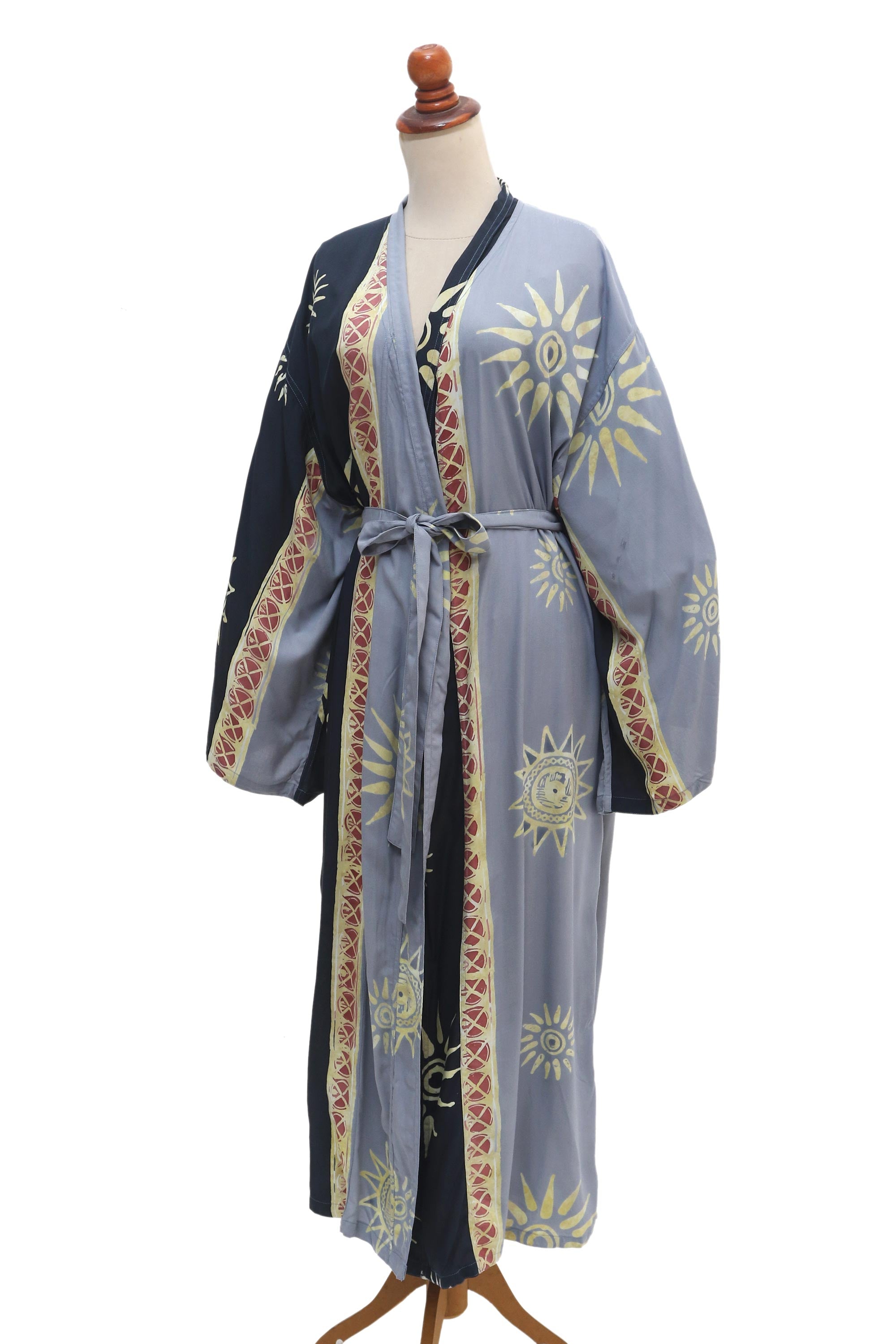 Premium Chakra Burst Batik Rayon Robe - Handcrafted in Bali