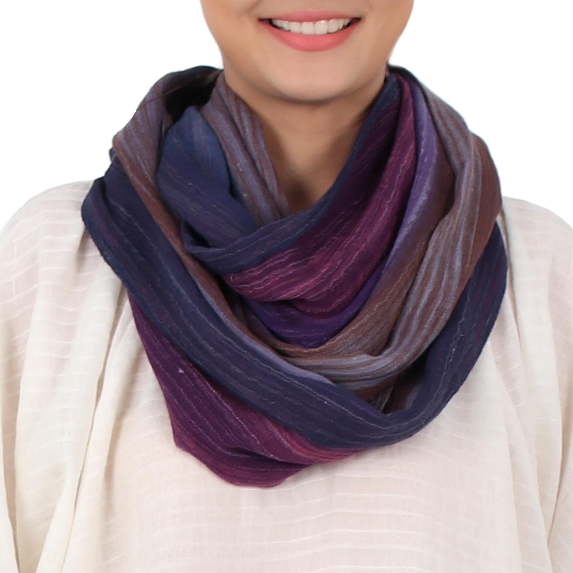 Premium Radiant Horizon Handwoven Infinity Scarf – 100% Cotton, Made in Thailand