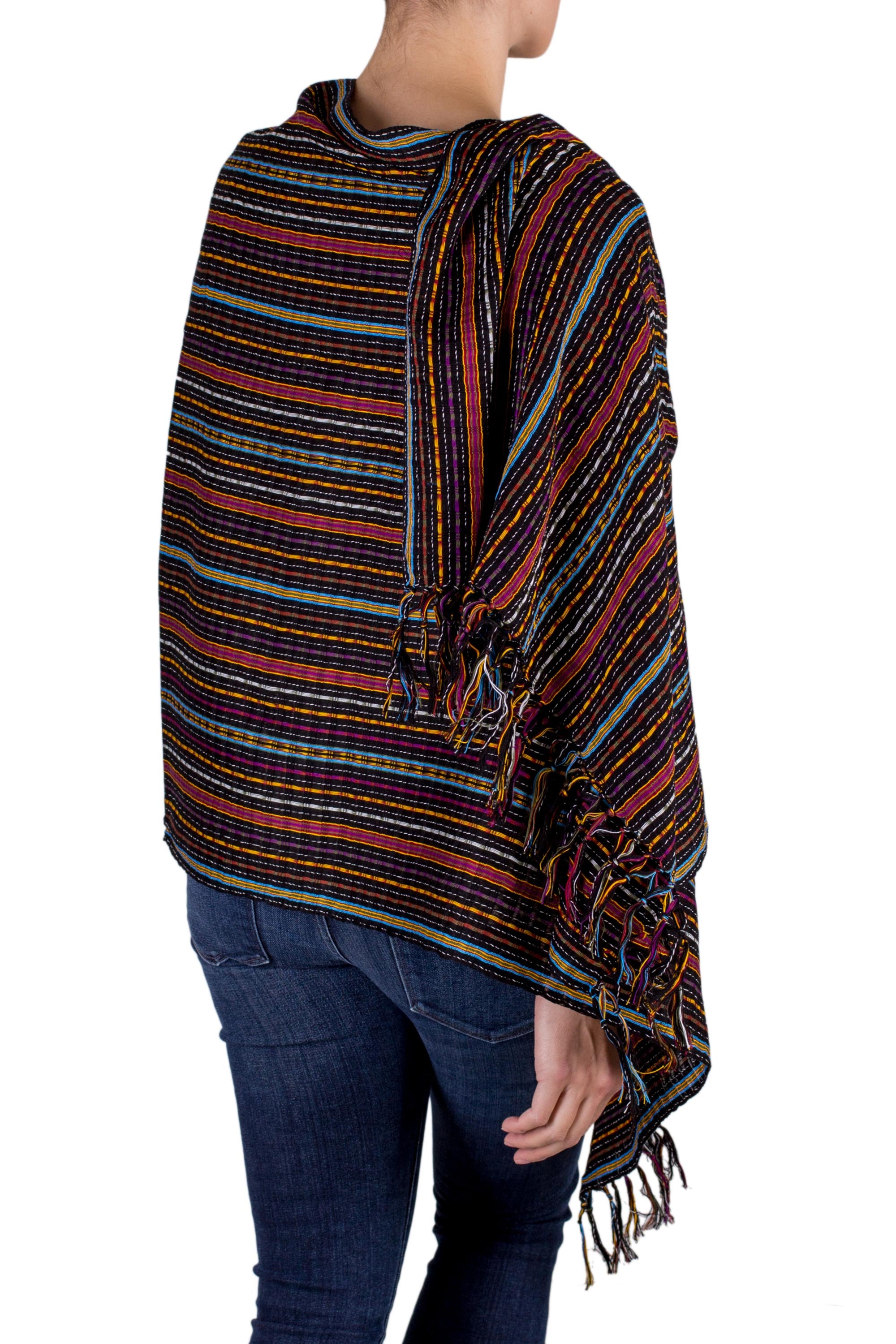 Premium Valley at Night Handwoven Cotton Shawl