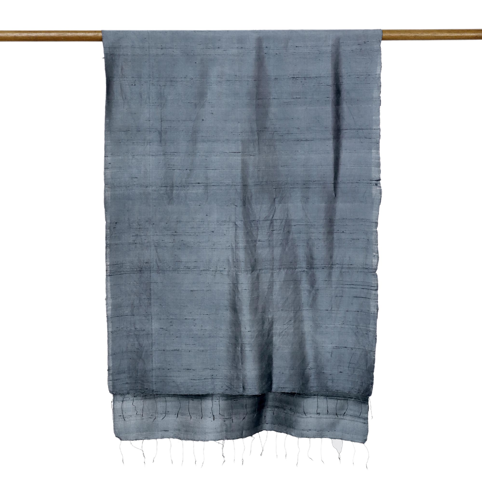 Premium Iron Grey Silk Scarf - Handwoven Luxury