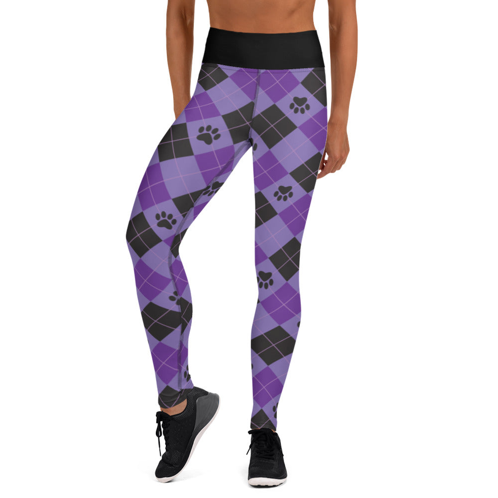 Premium Paw Print Argyle Yoga Leggings - Ultimate Comfort & Style