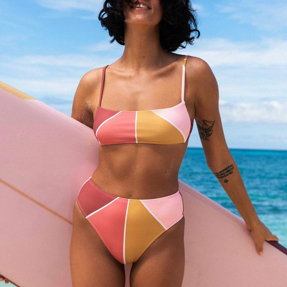 Premium Color Block High Waist Bikini Set - Ultimate Beachwear