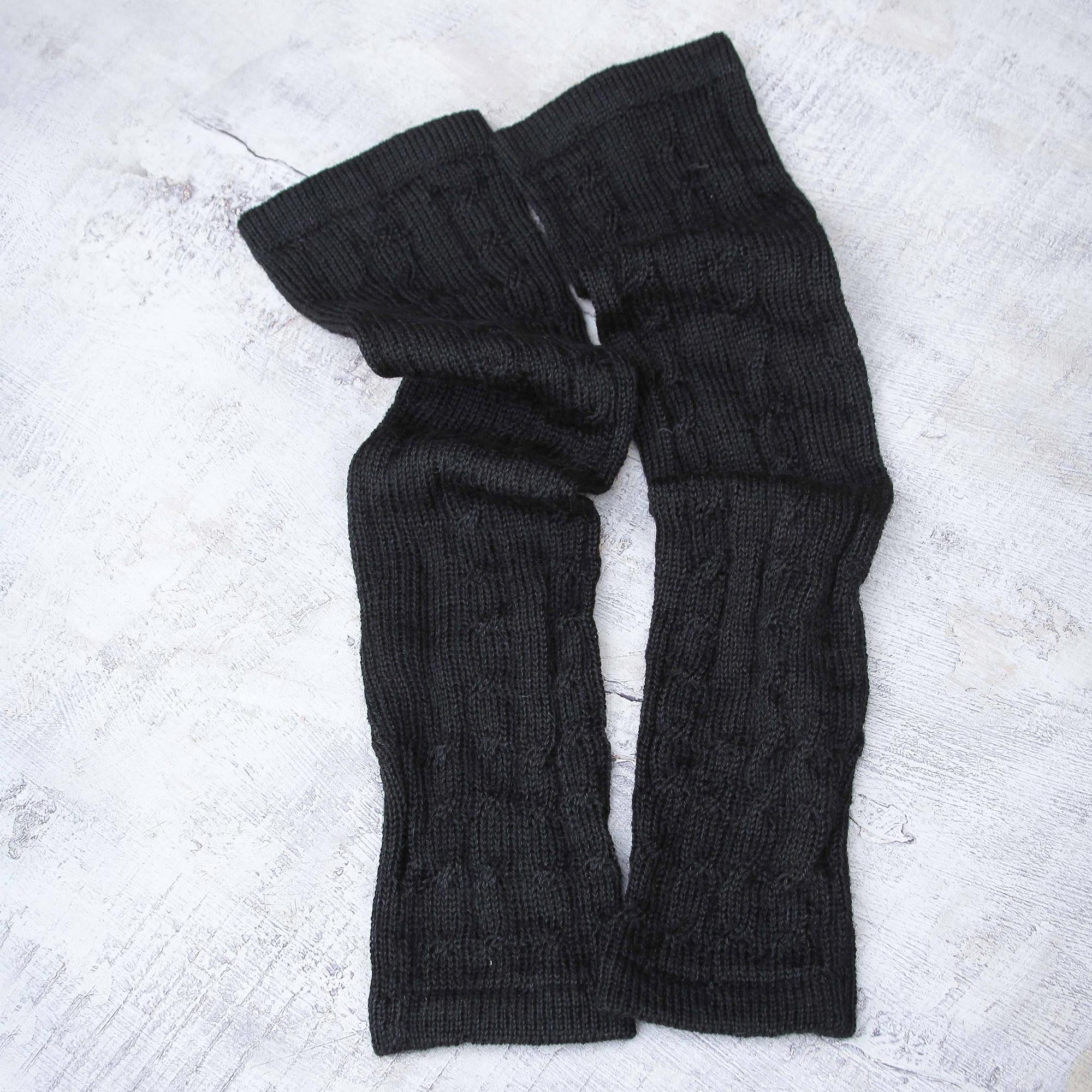 Premium Black Alpaca Braided Arm Warmers