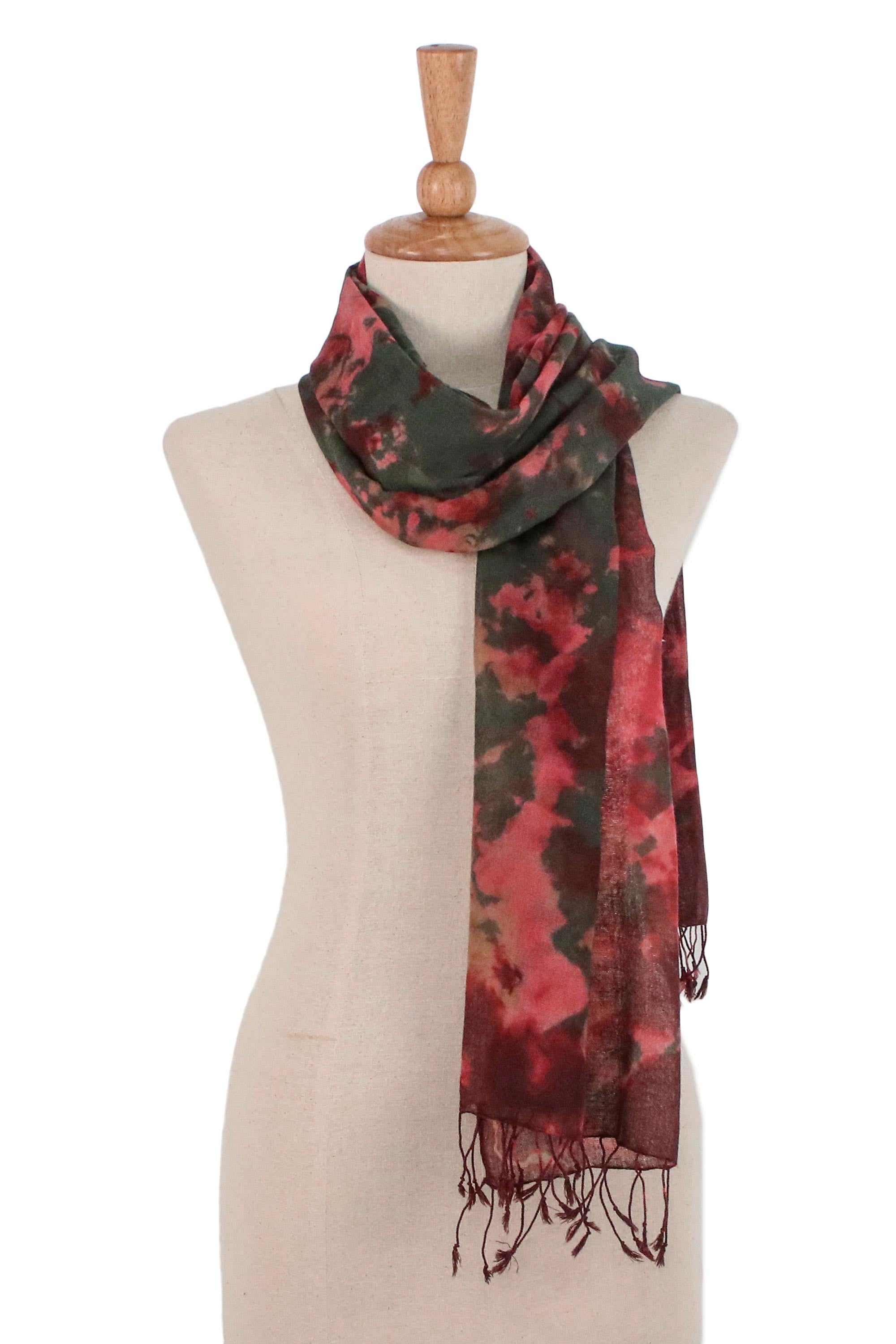 Premium Heated Colors Tie-Dye Cotton Wrap Scarf - Handcrafted in Thailand