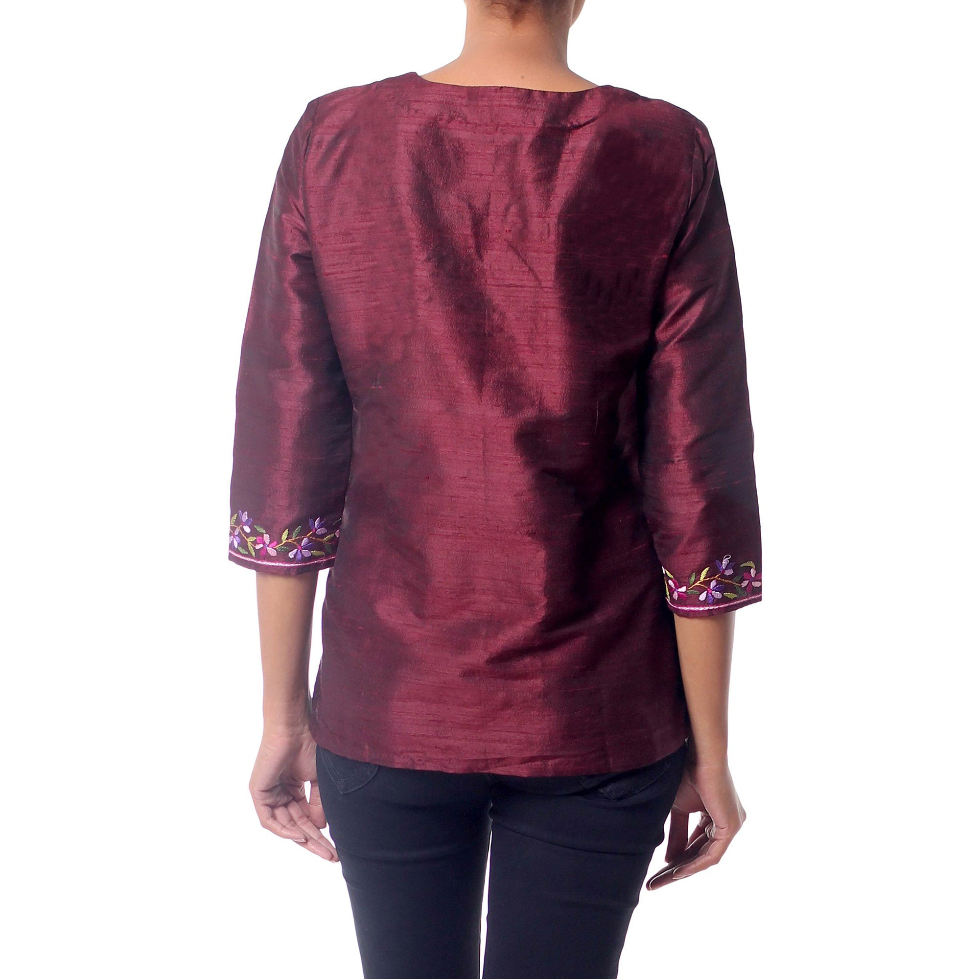 Premium Multicolor Silk Tunic - Handcrafted Elegance