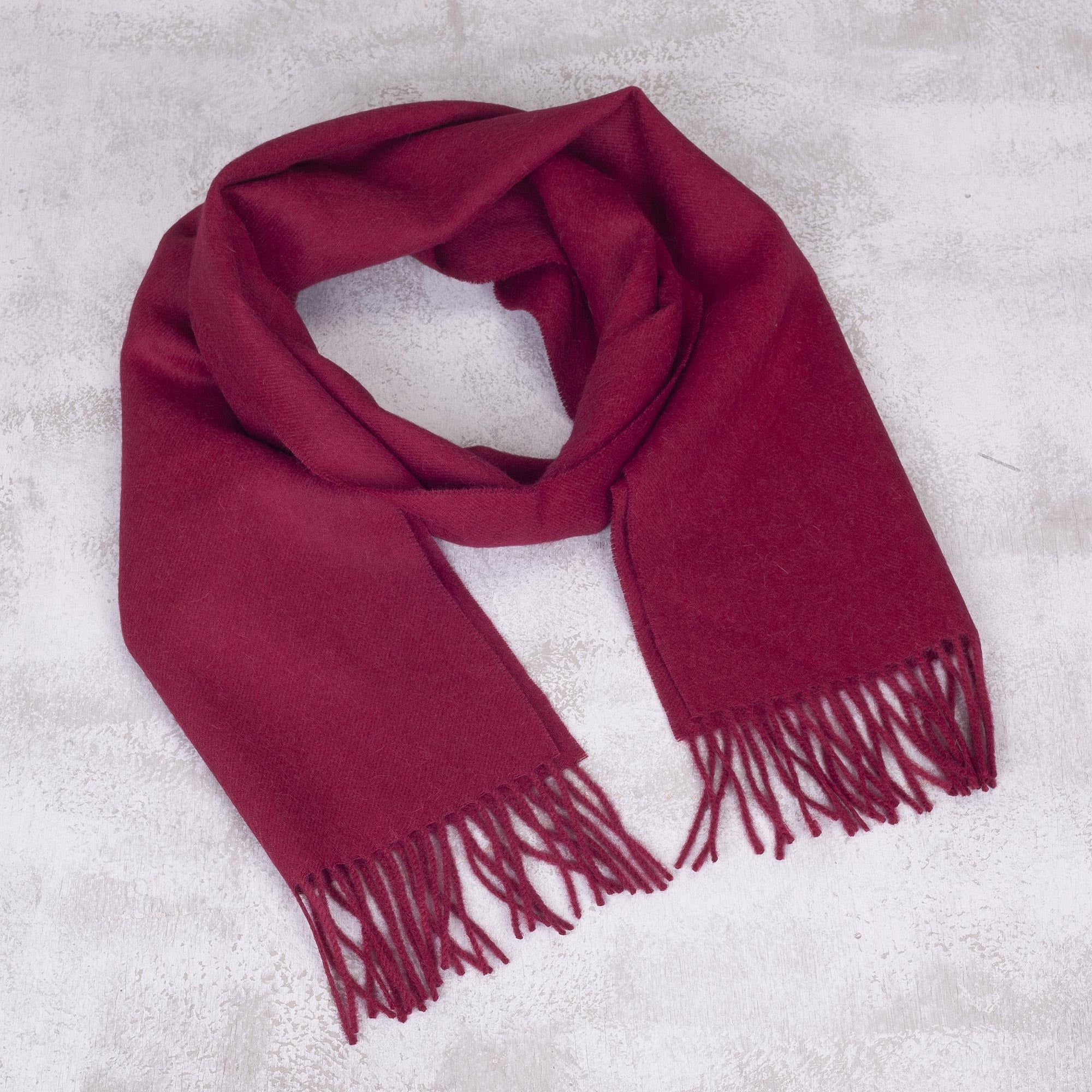 Premium Men's Alpaca Scarf – Cherry Red Burgundy