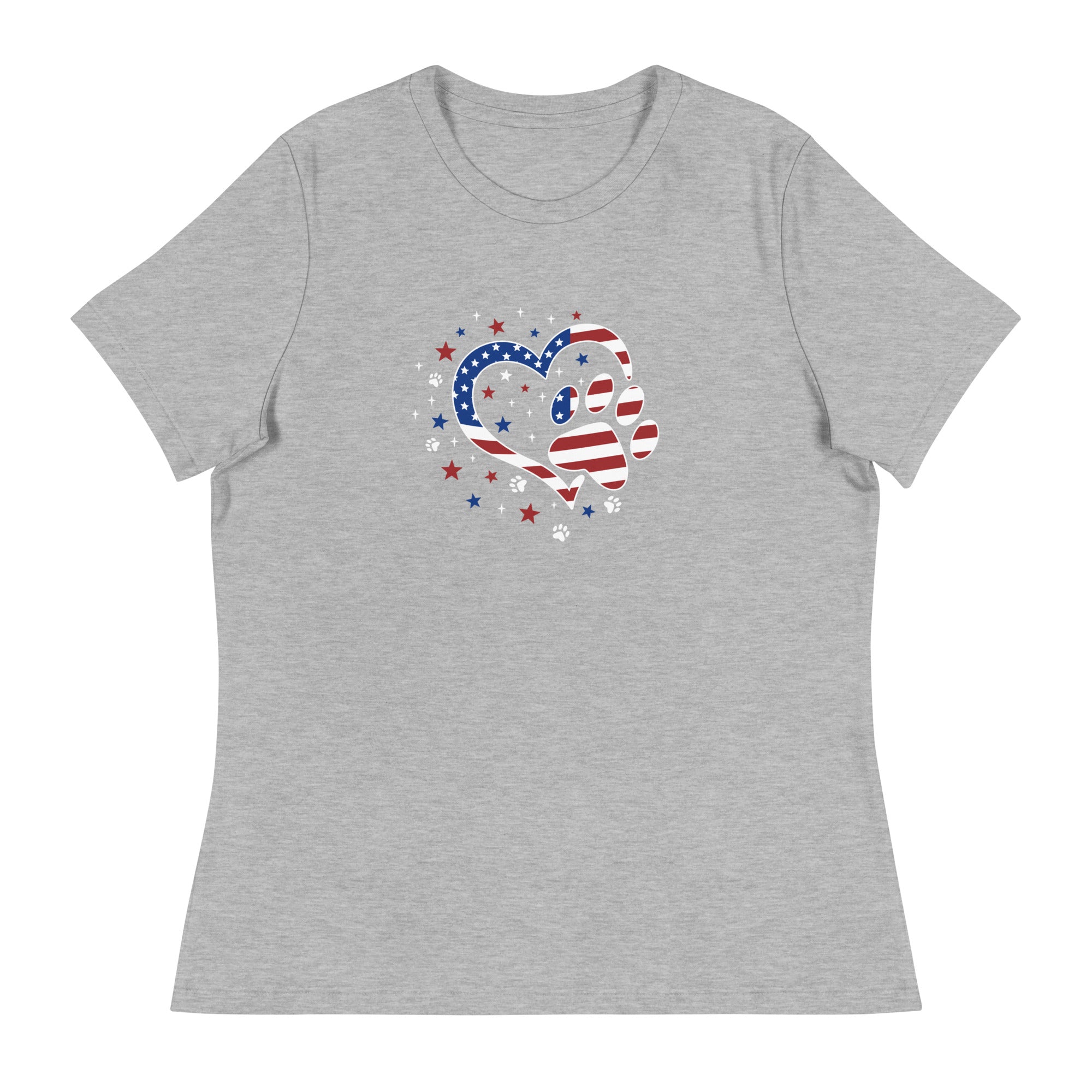 Premium Star Spangled Paw Print Love Women's Relaxed Tee