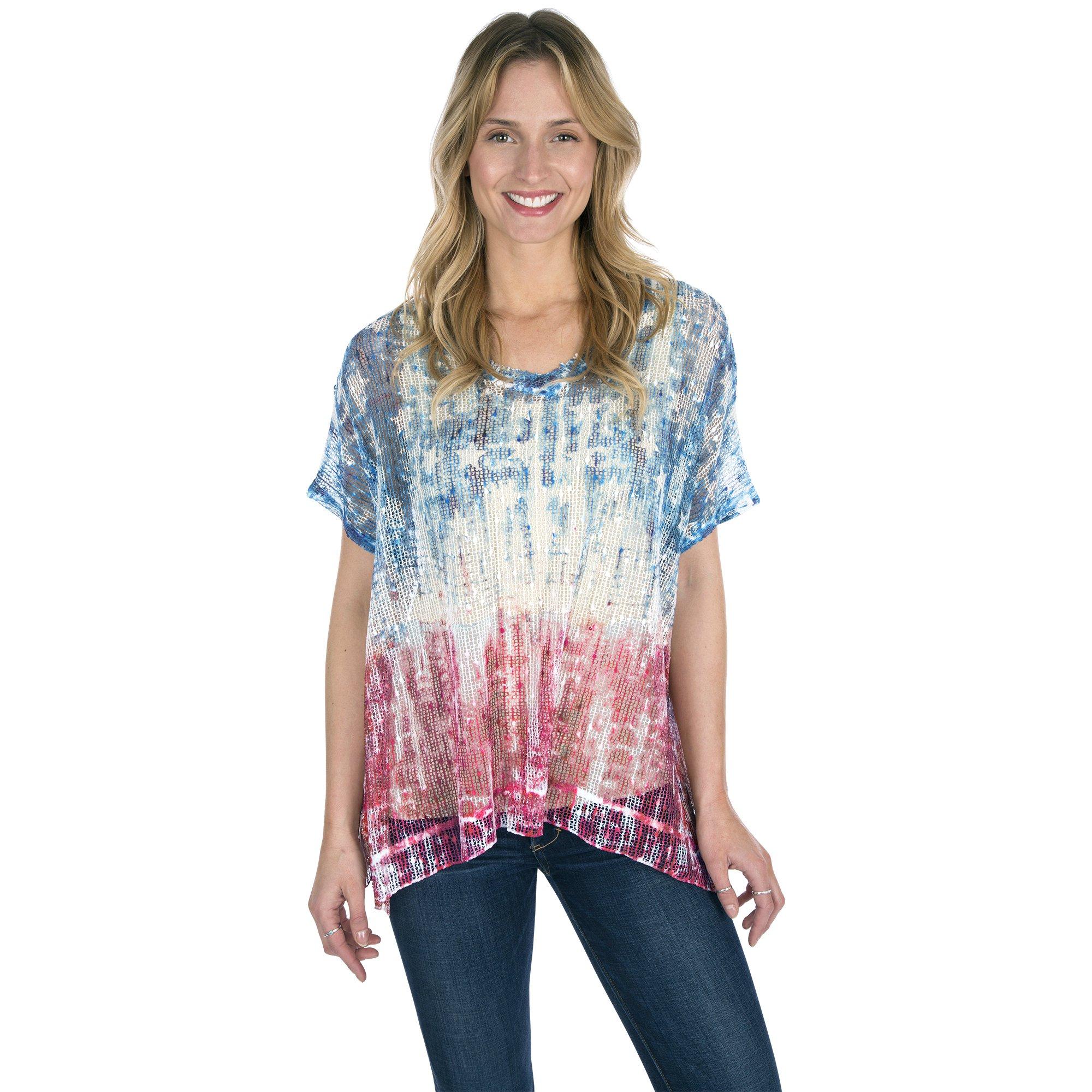 Premium Tie-Dye Americana Sequin Boucle Top