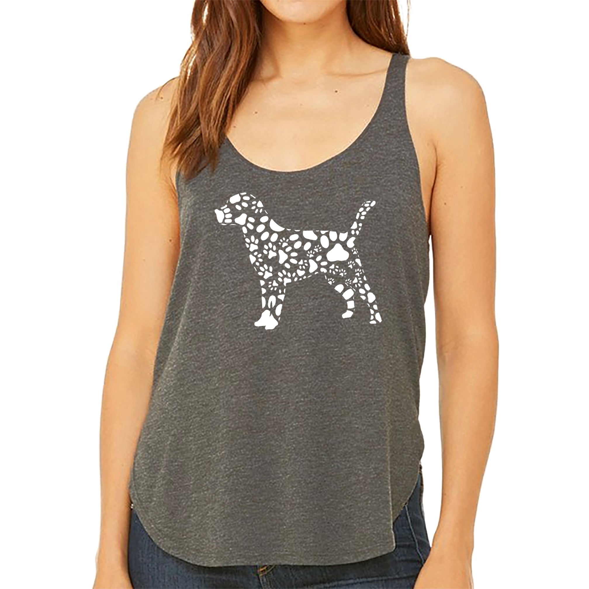 Premium Dog Paw Print Women's Flowy Tank Top - Unique Word Art Design