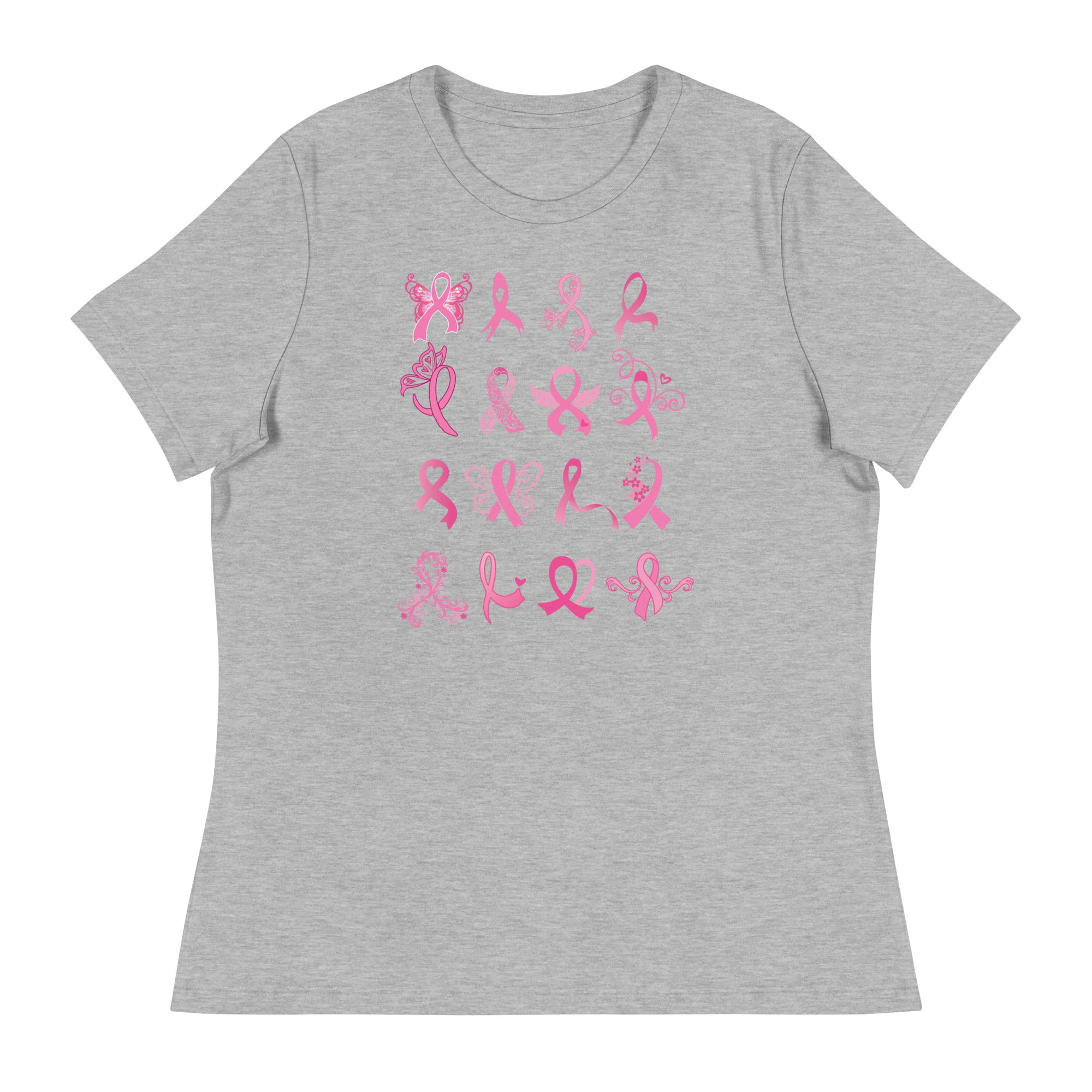 Premium Rows of Ribbons Women's Relaxed T-Shirt - Ultimate Comfort for Breast Cancer Awareness