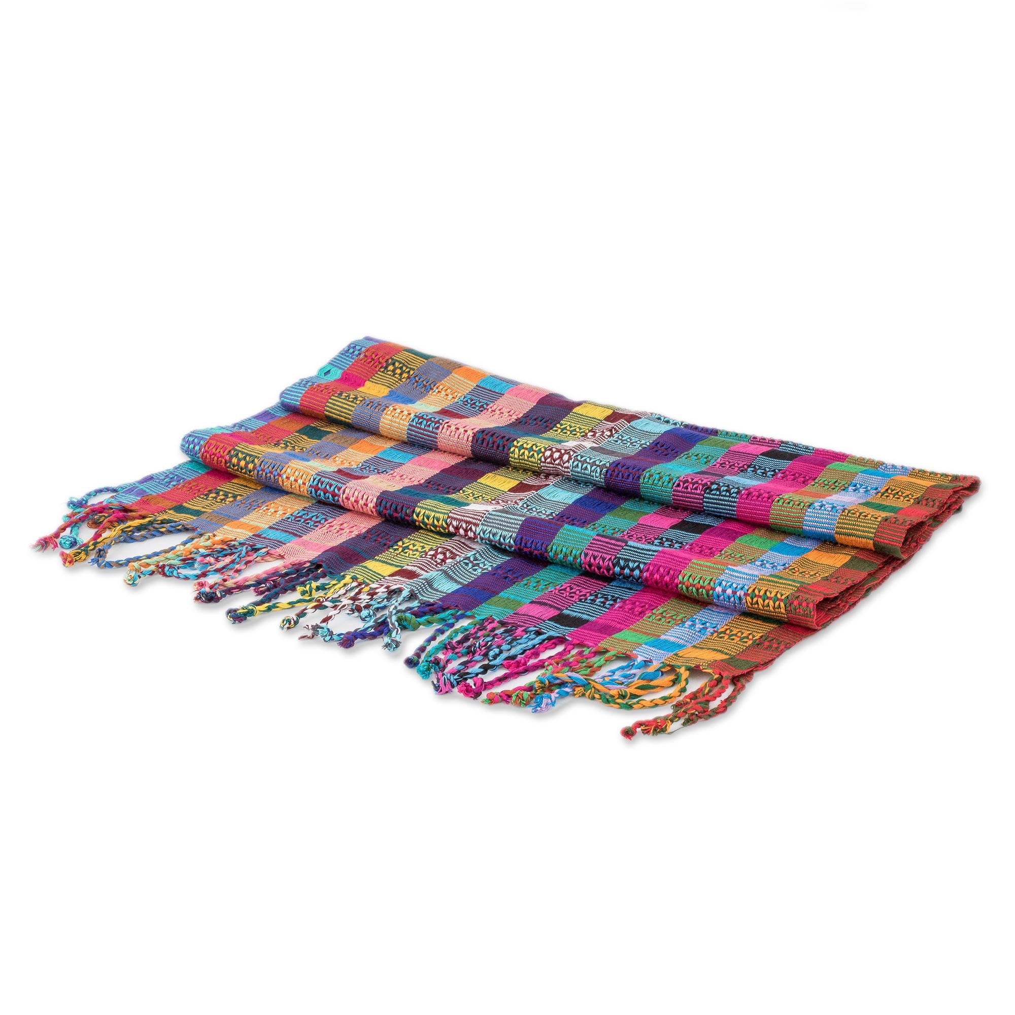 Premium Handwoven Guatemalan Festival Shawl - Vibrant Cotton Artisan Wrap