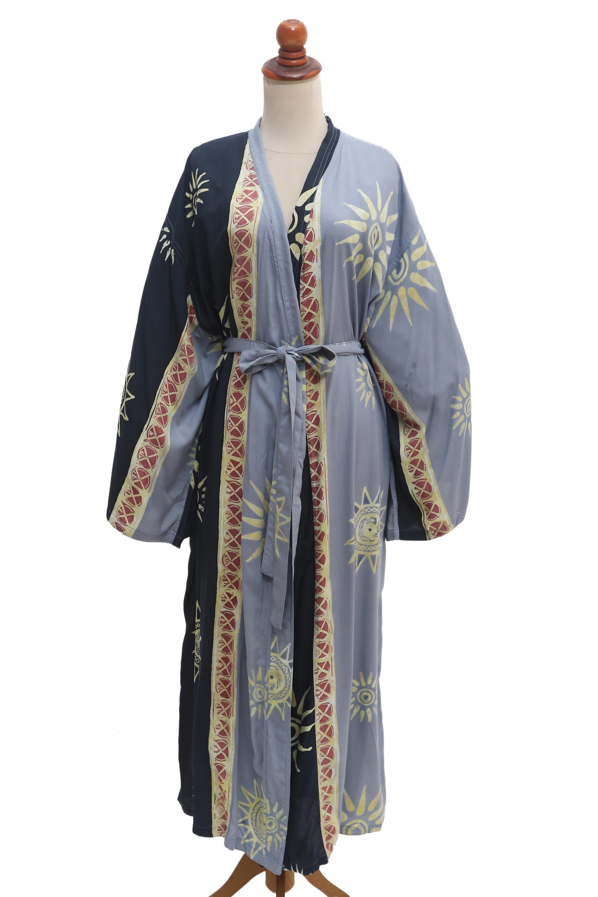 Premium Chakra Burst Batik Rayon Robe - Handcrafted in Bali