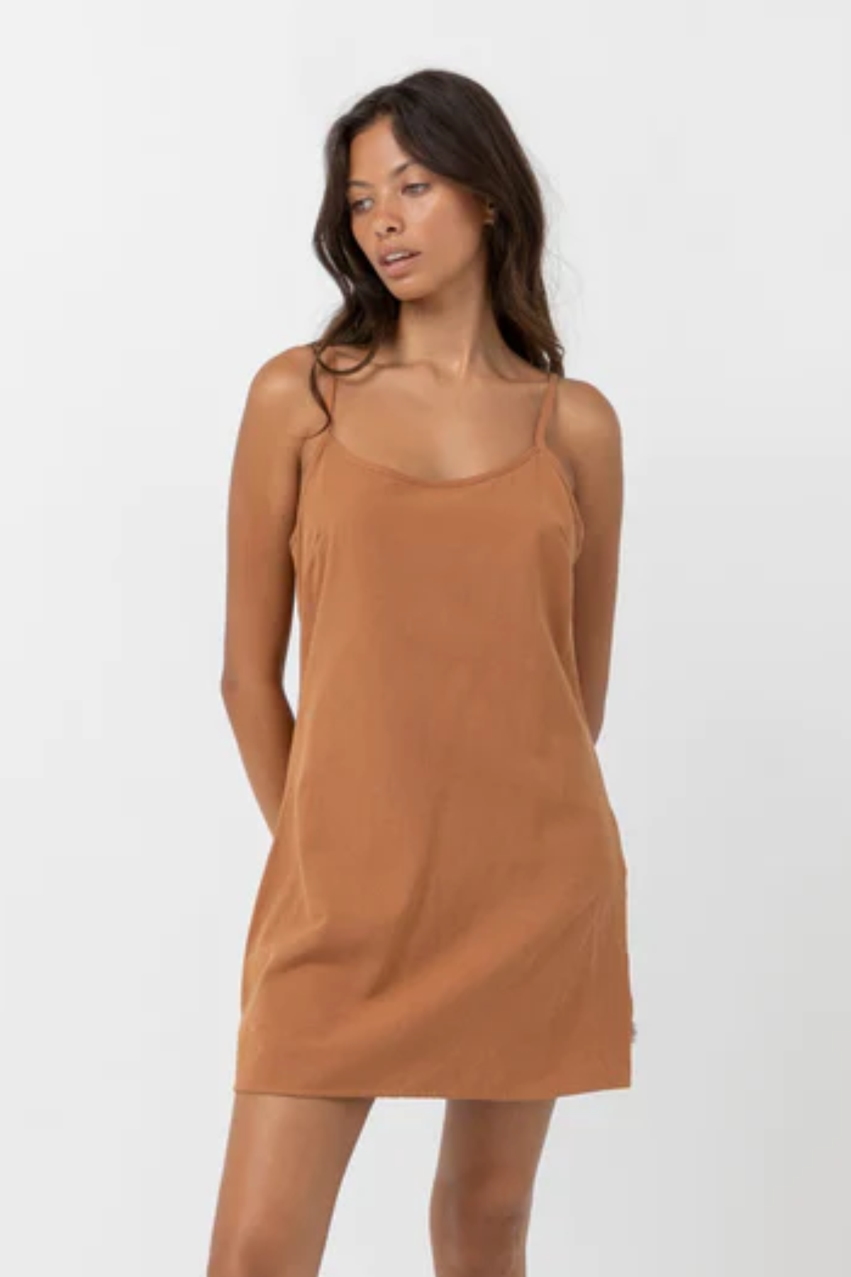 Premium Rhythm Classic Slip Dress in Caramel - Ultimate Wardrobe Essential