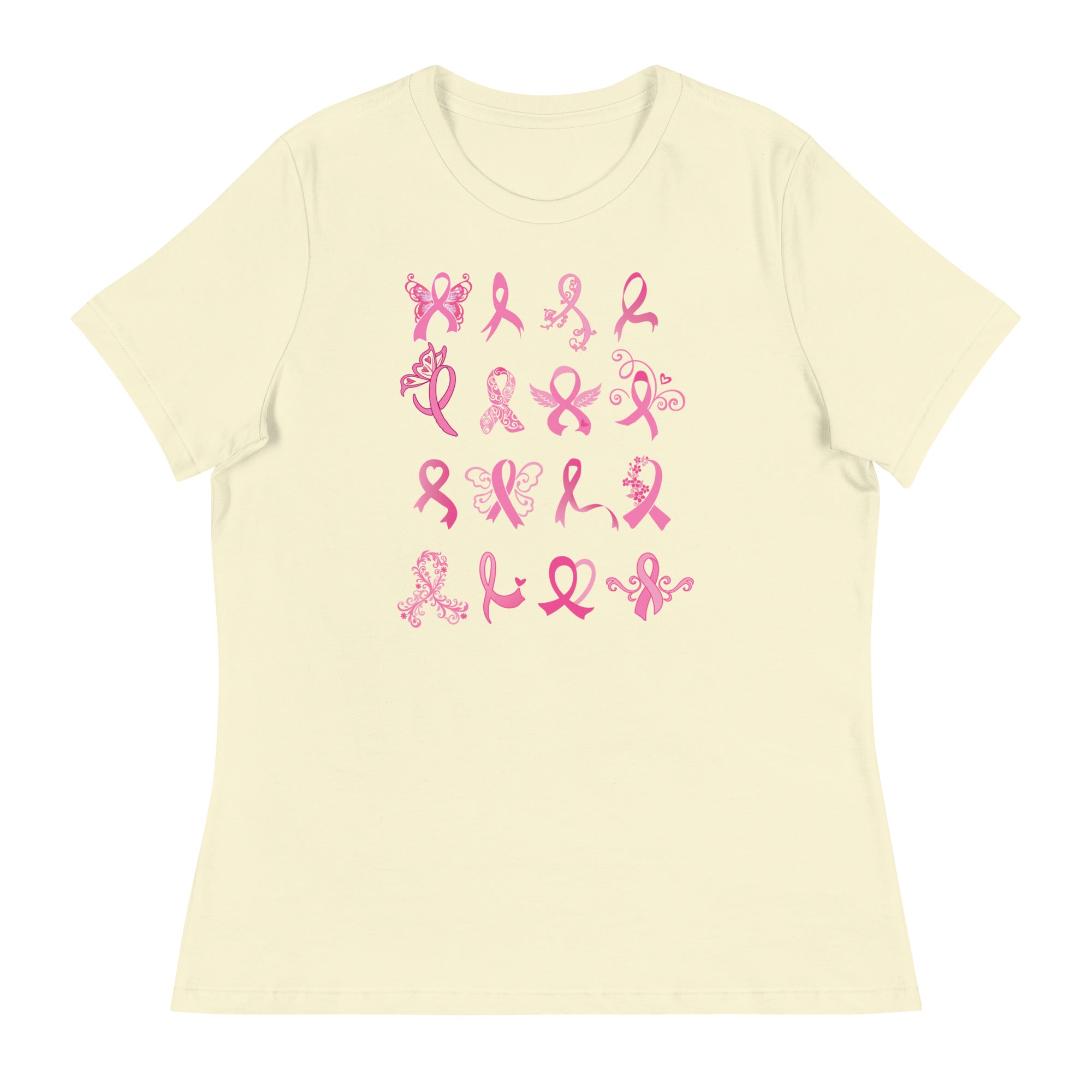 Premium Rows of Ribbons Women's Relaxed T-Shirt - Ultimate Comfort for Breast Cancer Awareness