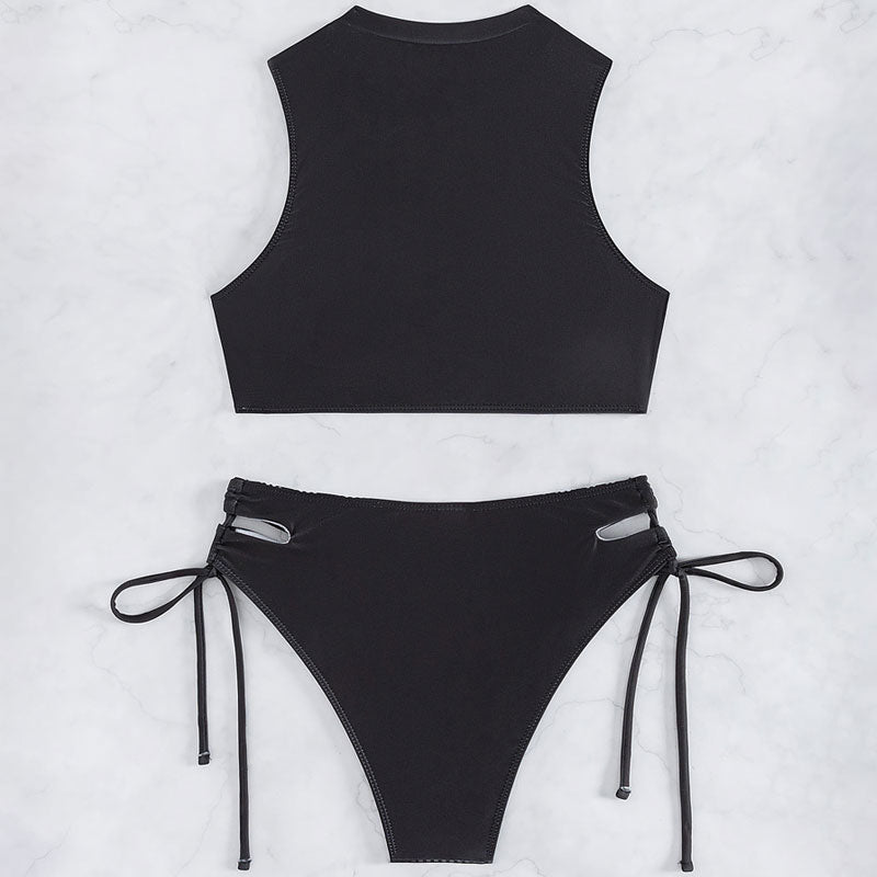 Ultimate Athletic Dot Print Cut-Out Bikini Set | Sporty & Stylish