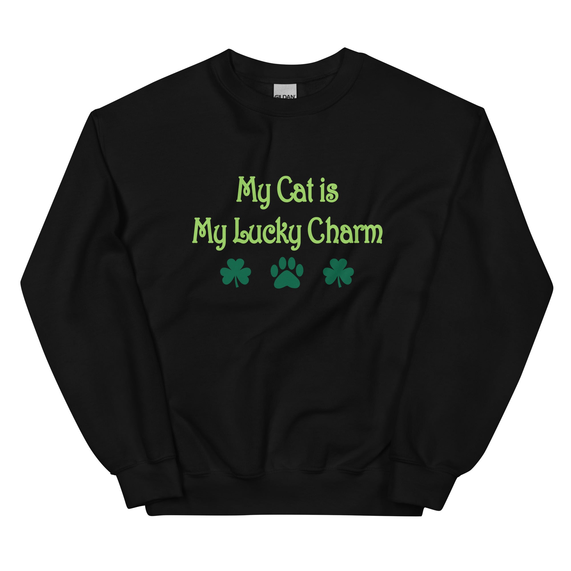 Premium 'My Cat Is My Lucky Charm' Crewneck Sweatshirt - Ultimate Comfort for Cat Lovers