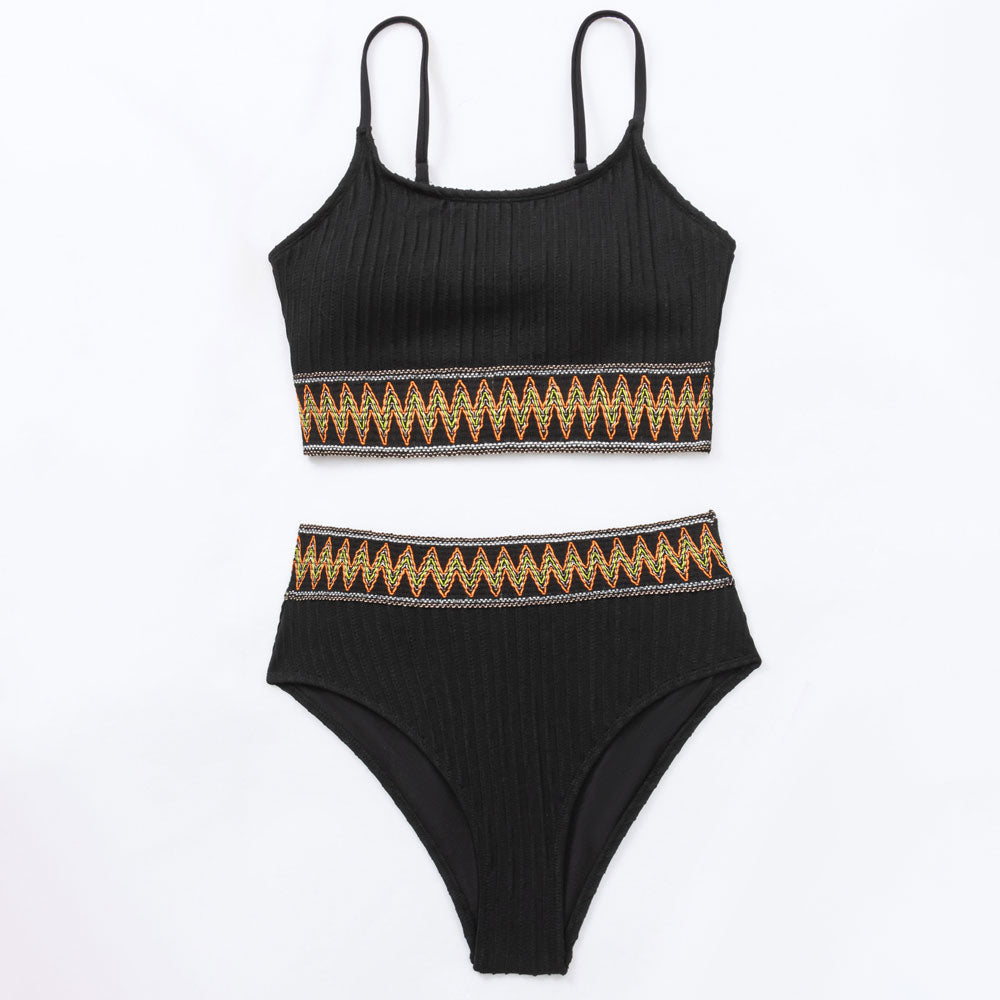 Ultimate Athletic Zigzag High-Waist Ribbed Bikini Set