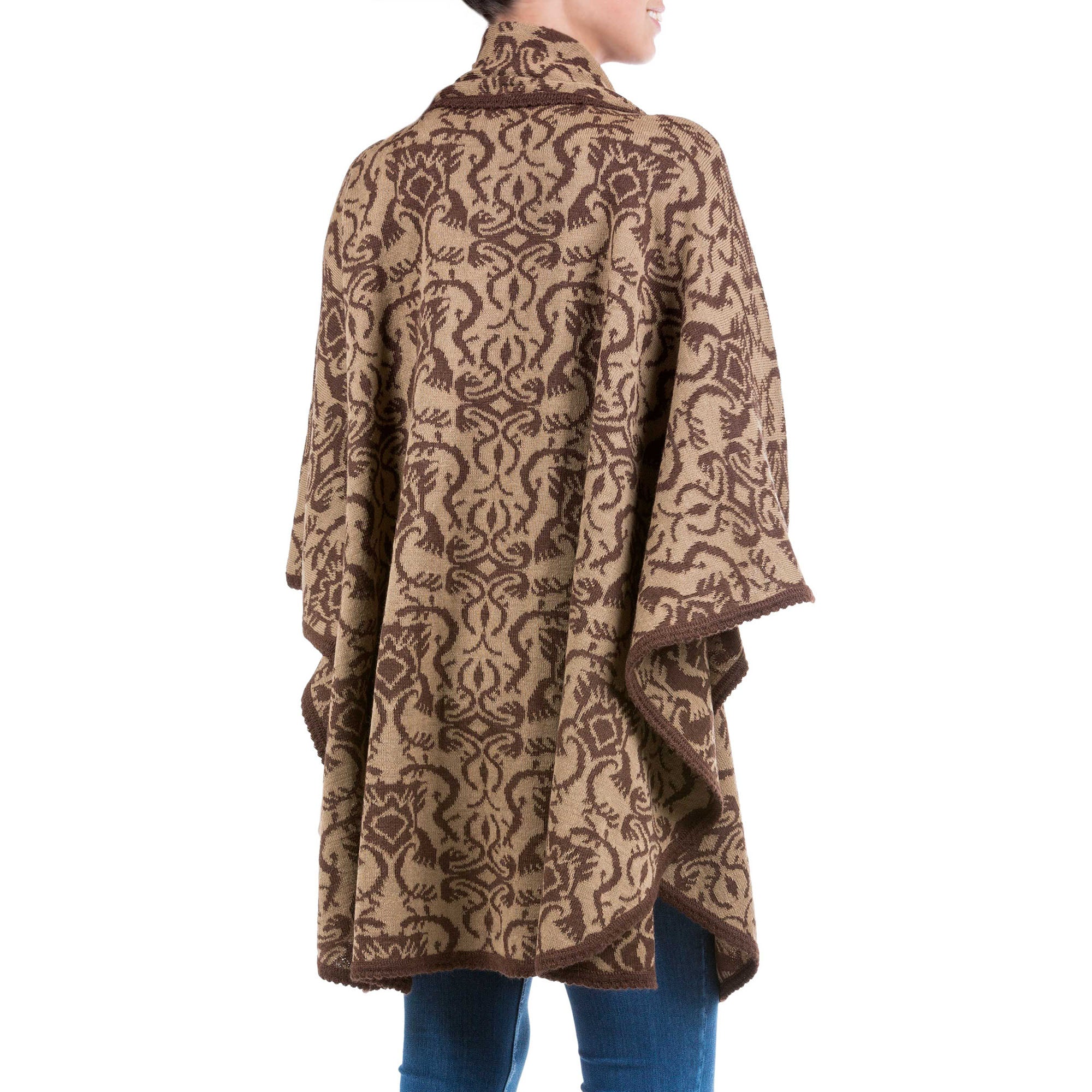 Premium Nazca Flora Alpaca Blend Ruana Poncho - Ultimate Style & Warmth