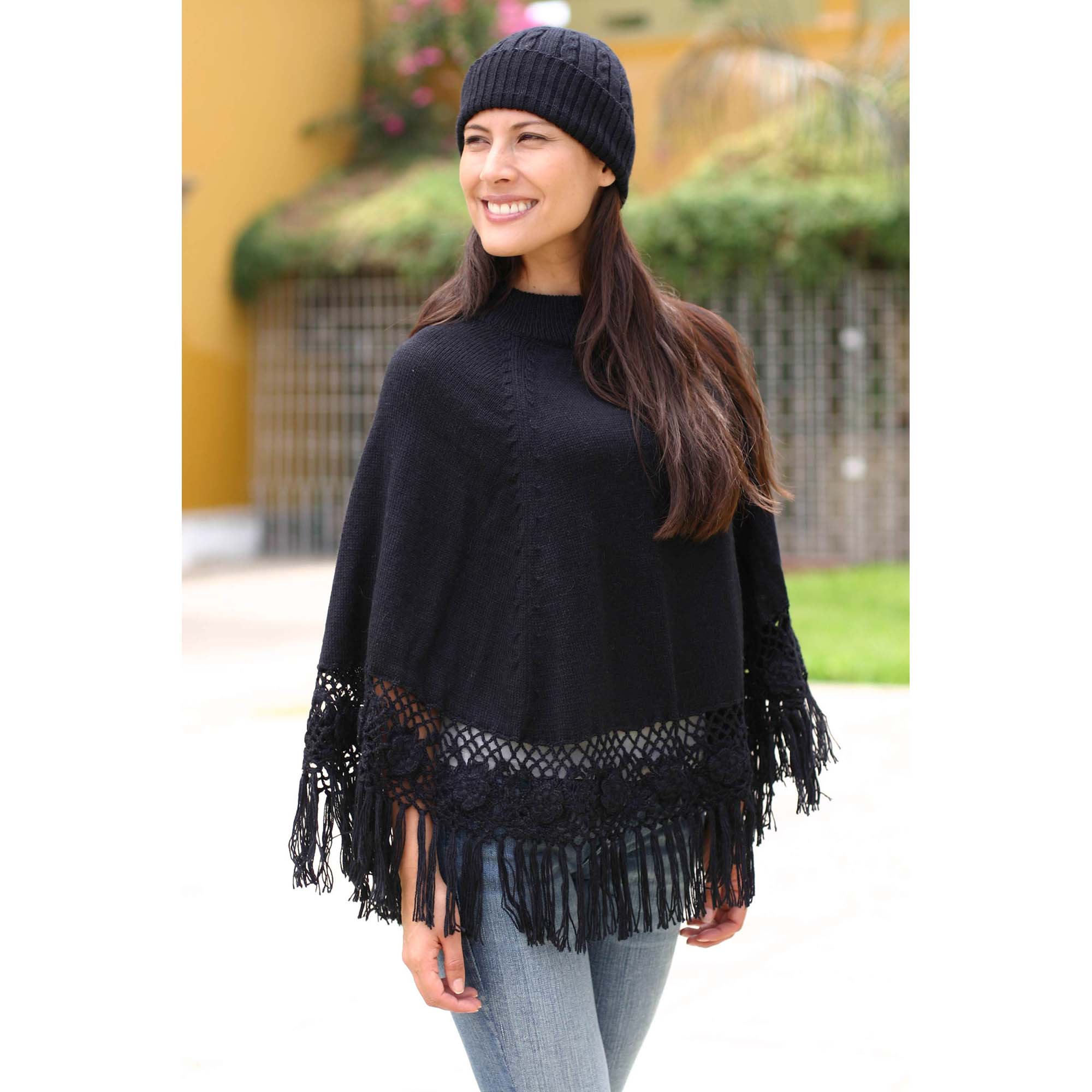 Premium Alpaca Blend Poncho & Hat Set - Ultimate Warmth & Style