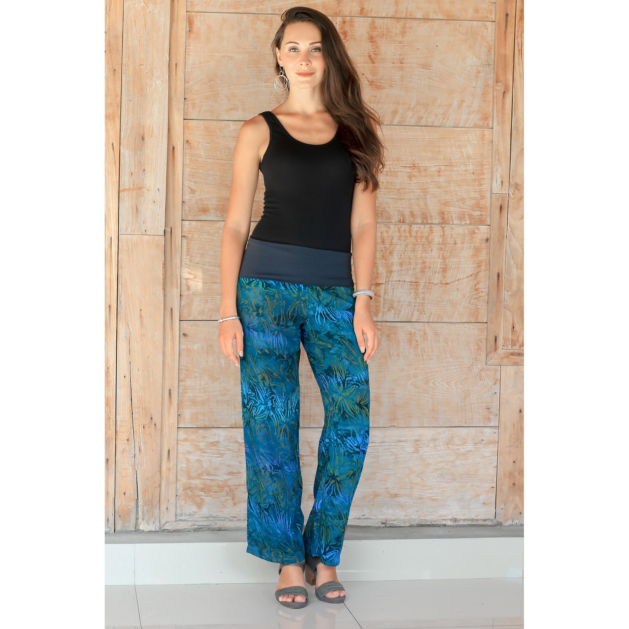 Premium Kenanga Batik Pants - Handcrafted Blue & Green Design