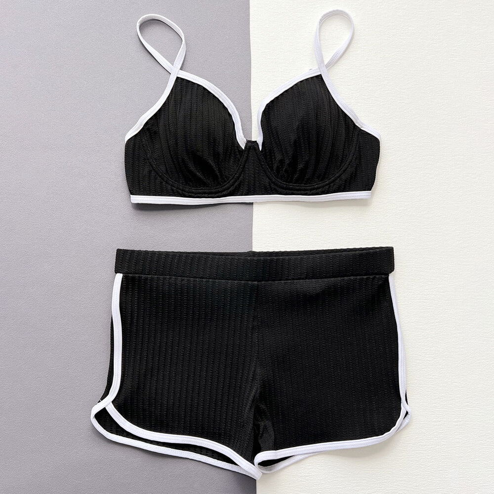 Ultimate '90s Retro Athletic Bikini Set - Ribbed & Underwire