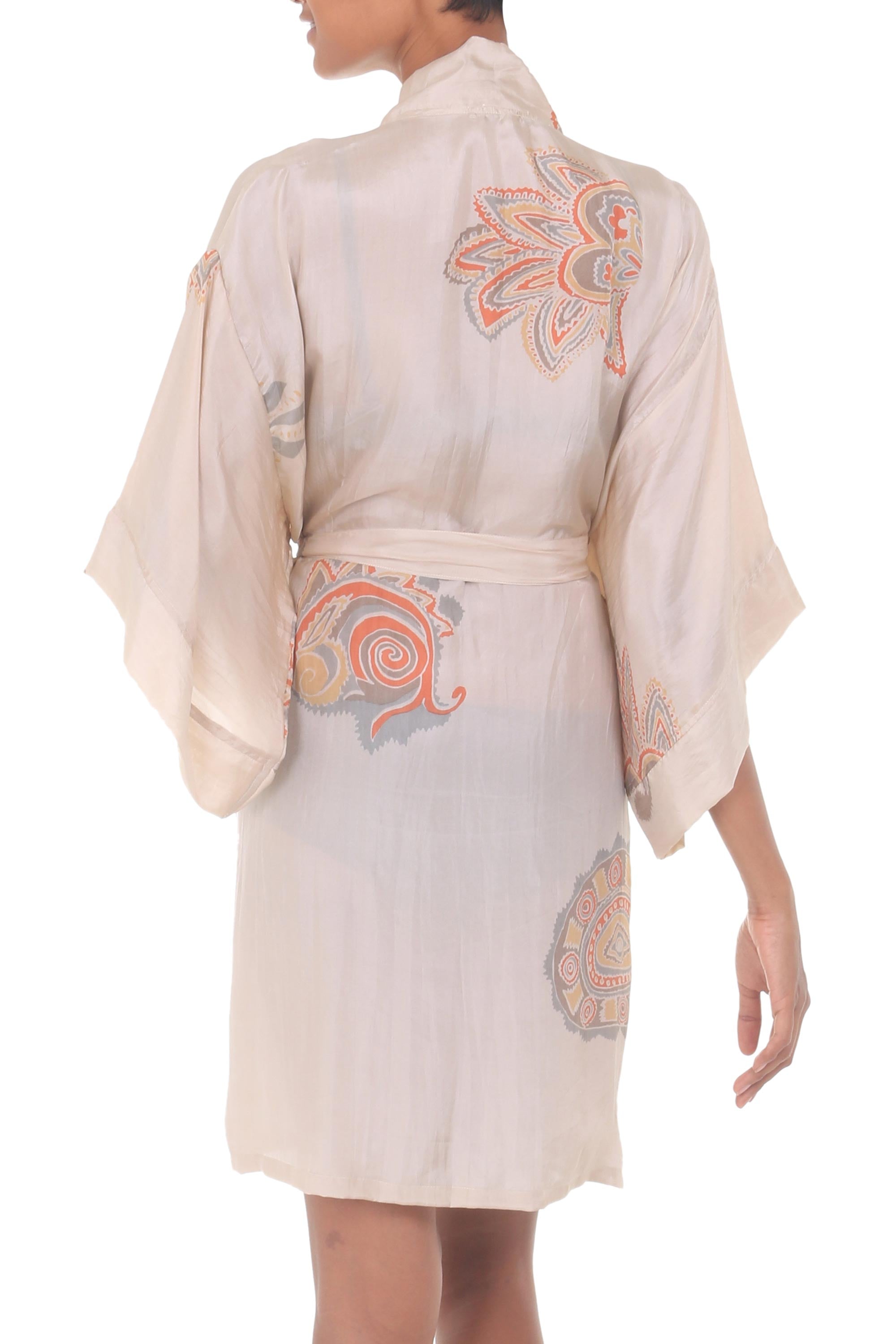 Premium Evening Impression Beige Silk Robe - Ultimate Comfort & Style