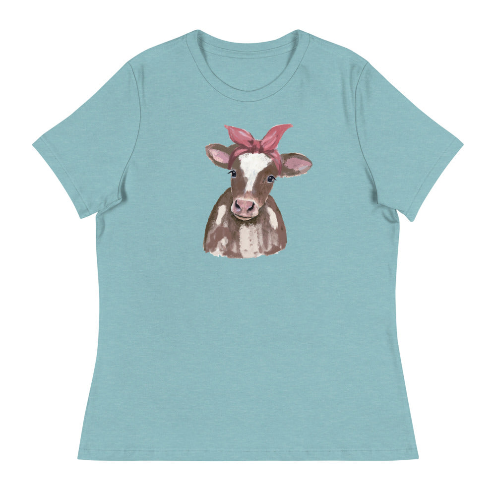 Premium Cow Print Relaxed Fit T-Shirt for Women