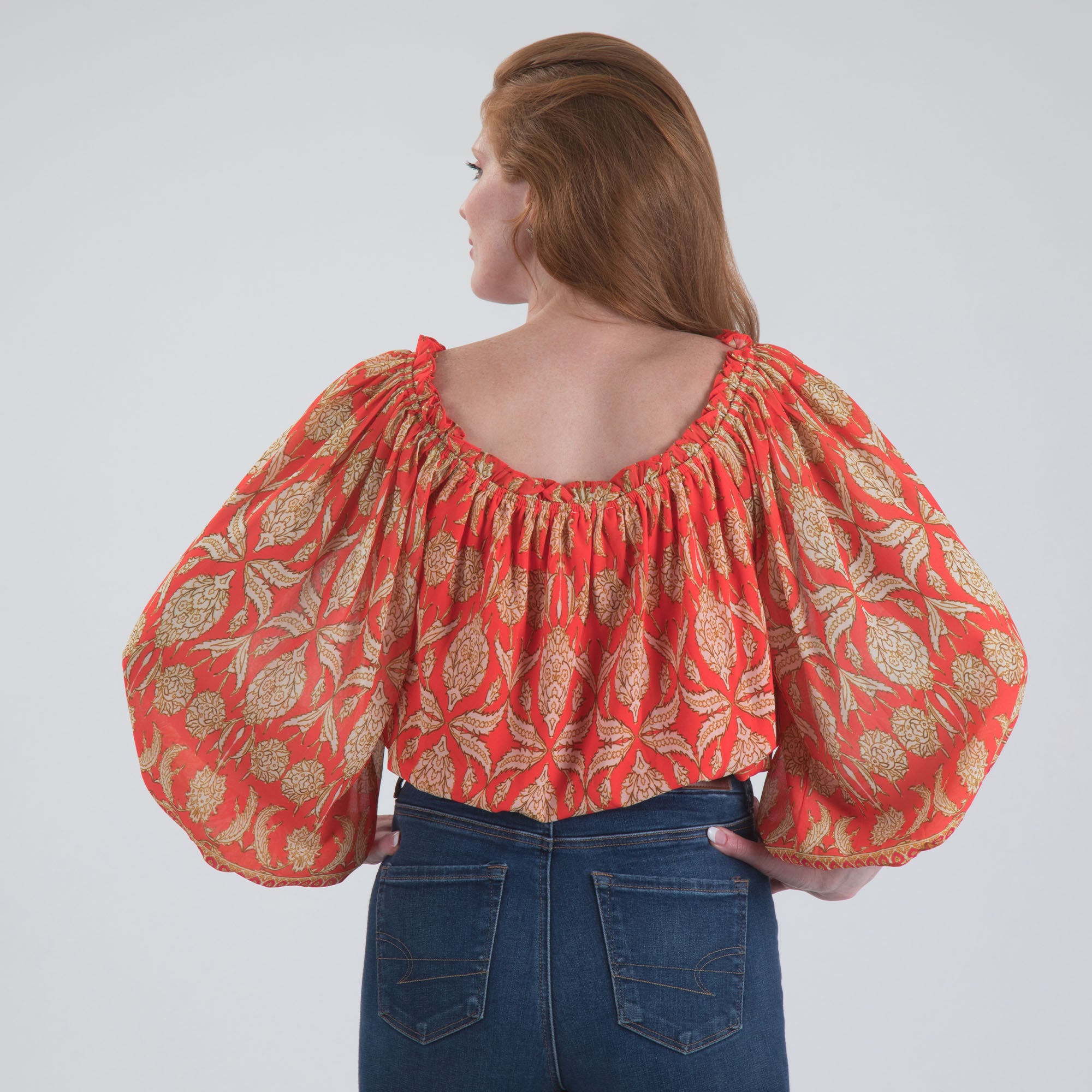 Elegant Off-the-Shoulder Concentric Design Top - Premium Fit & Style