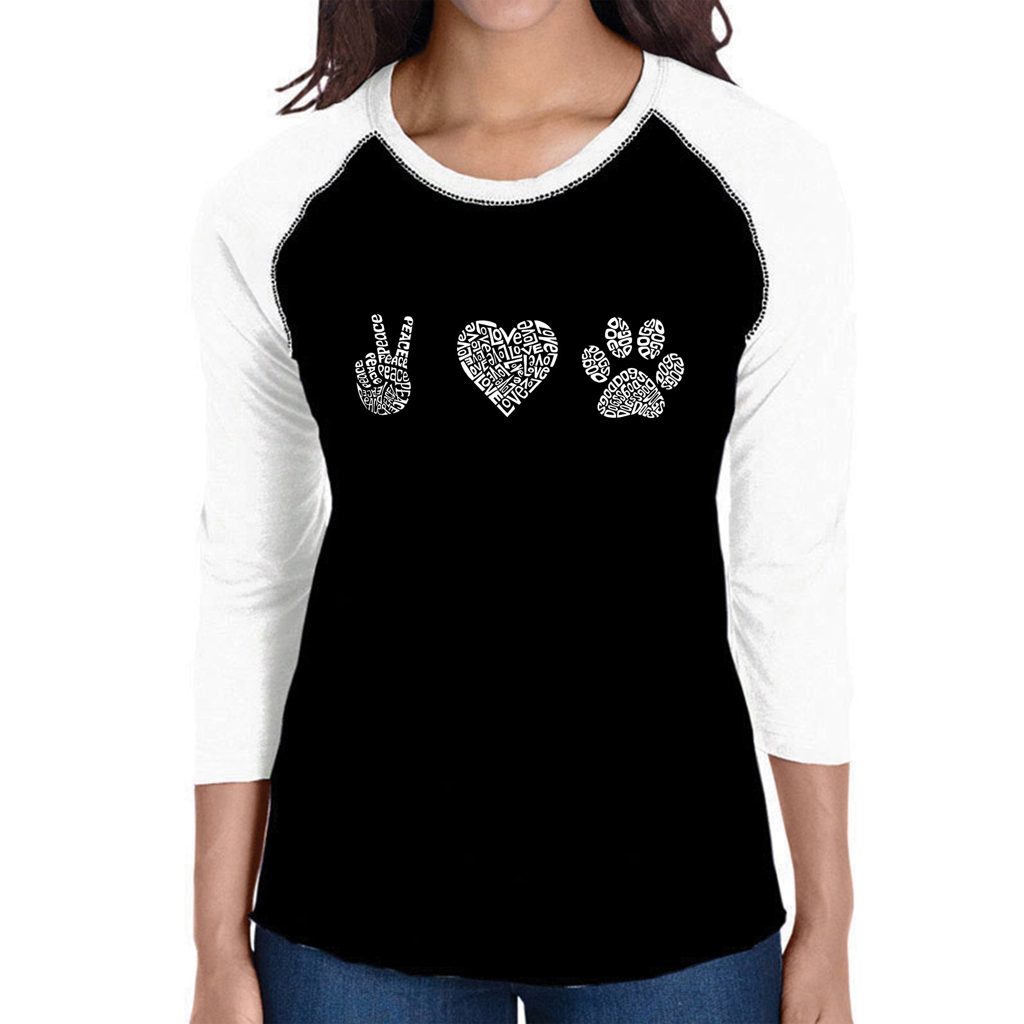 Ultimate Peace Love Dogs - Women's Premium Raglan Word Art Tee