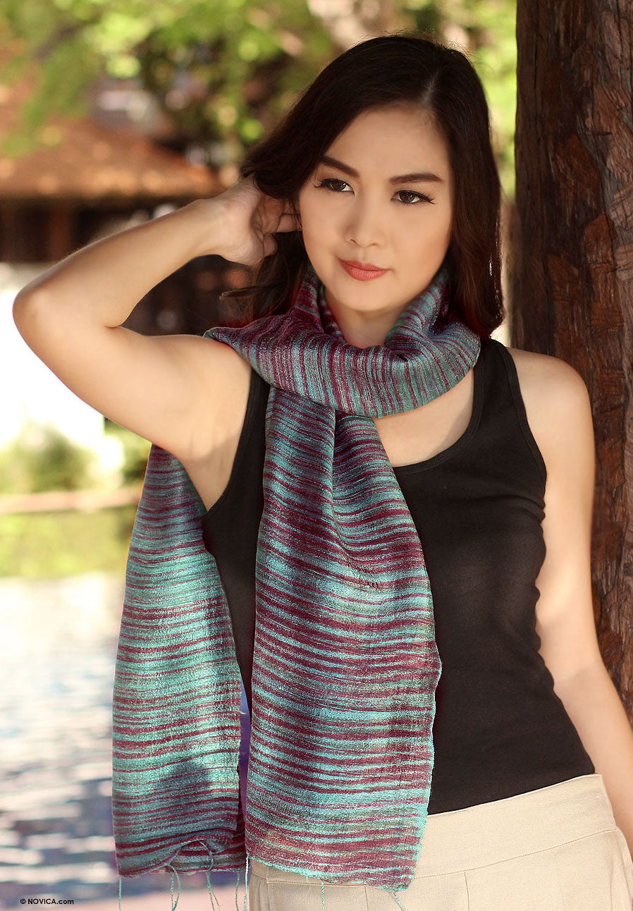 Premium Mae Nam Khong Valley Multicolor Silk Batik Scarf - Handcrafted Luxury