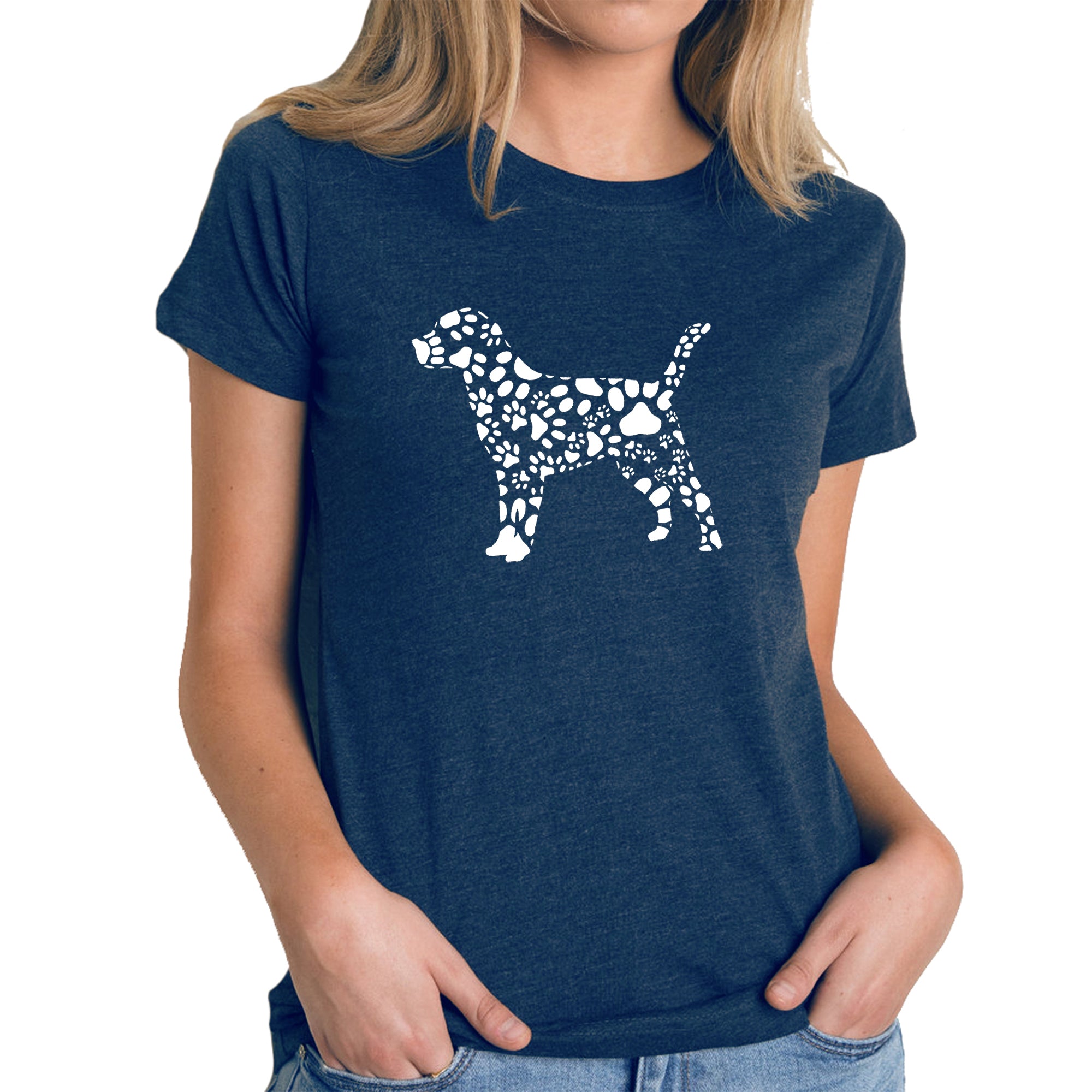 Premium Women's Dog Paw Print Word Art T-Shirt - Ultimate Pet Lover Tee