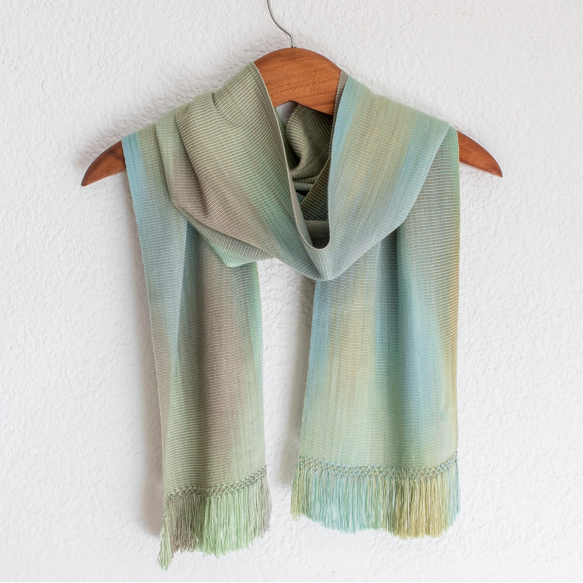 Premium Iridescent Mint Pastel Rayon Chenille Scarf - Handwoven Elegance