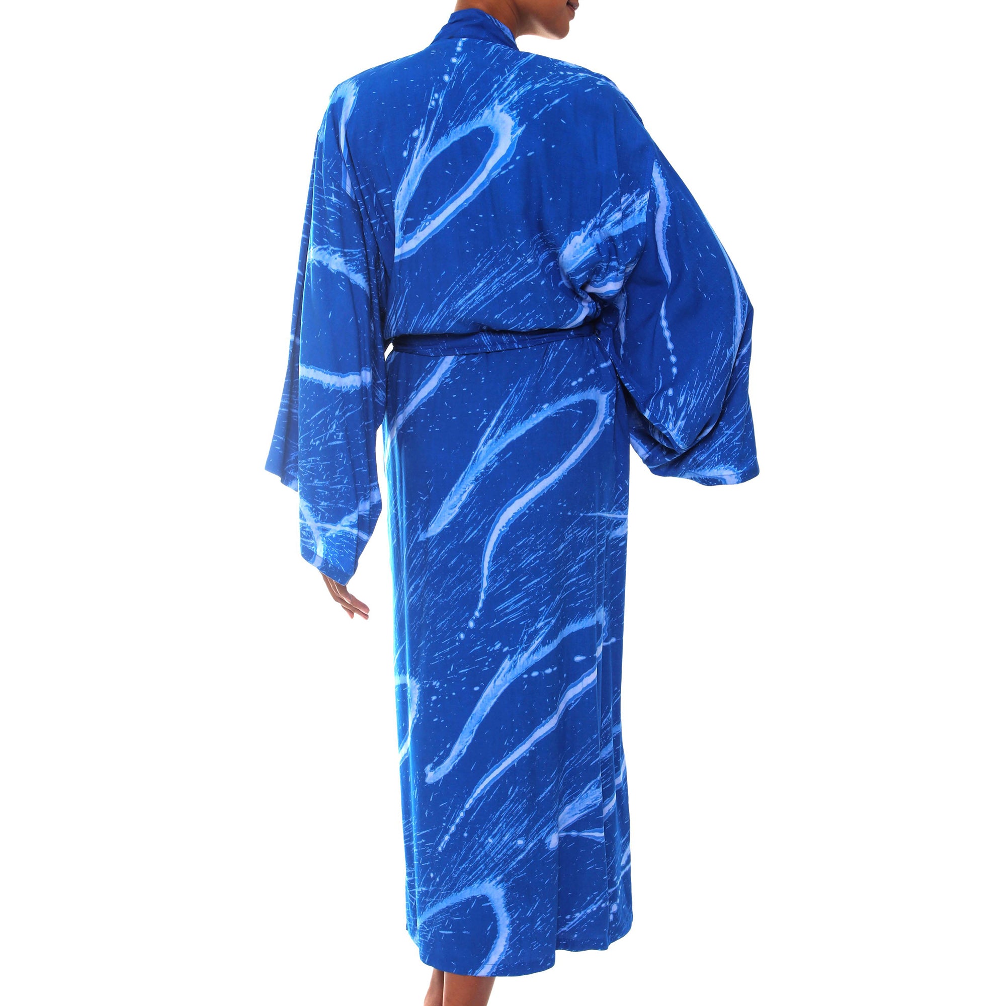 Premium Sapphire Batik Wrap Robe for Women - Handmade Elegance