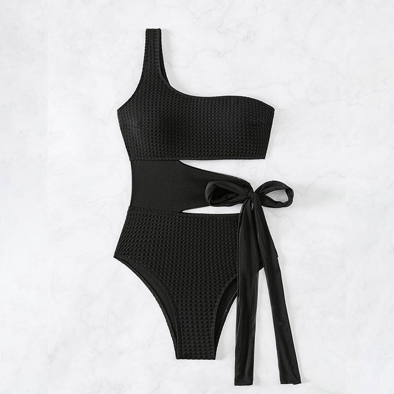 Premium One-Shoulder Brazilian Swimsuit with Cutout Bow Tie Design