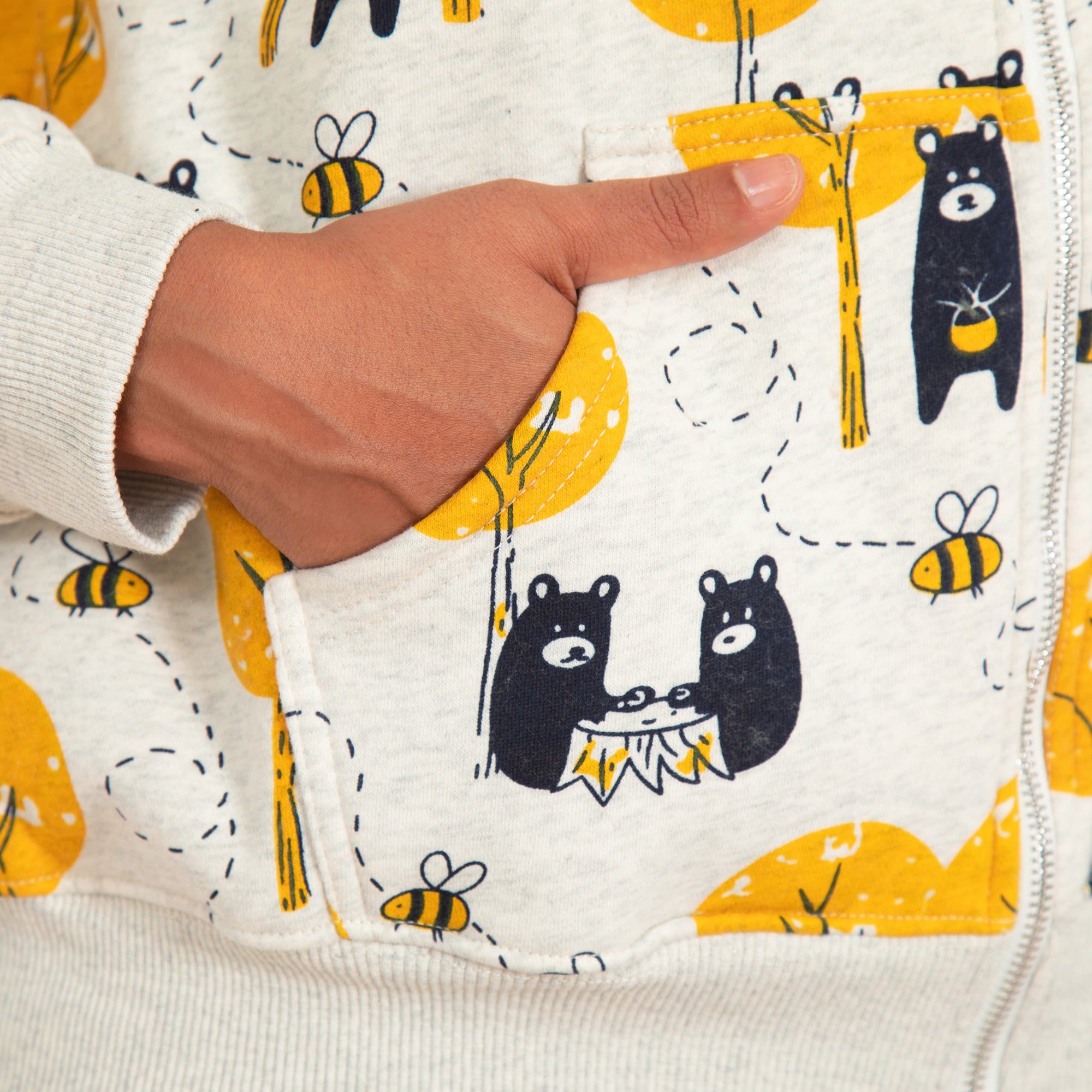 Premium Honey Bear & Bee Zip-Up Hoodie - Ultimate Cozy Style