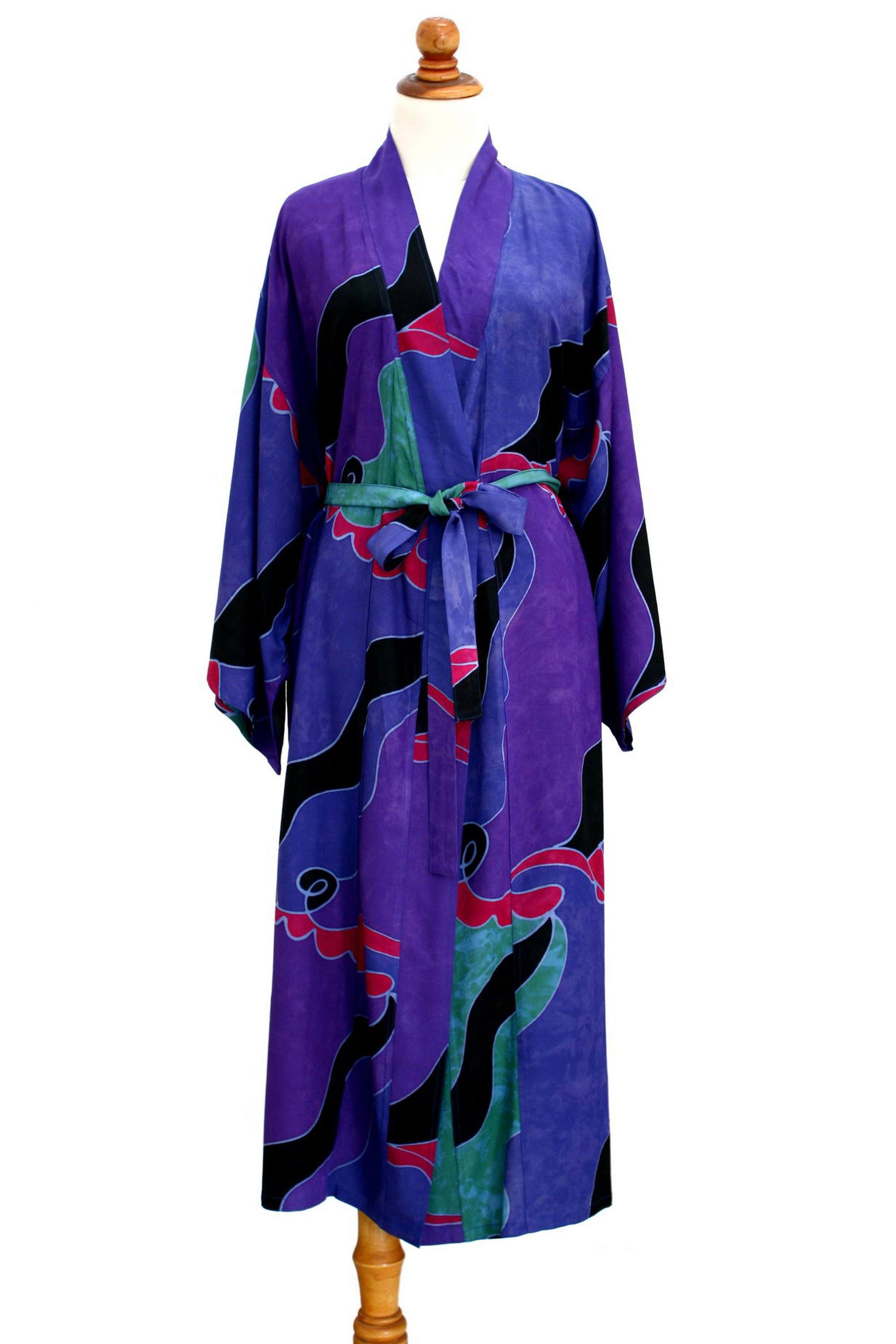 Premium Handpainted Batik Long Robe - Unique Artisanal Design