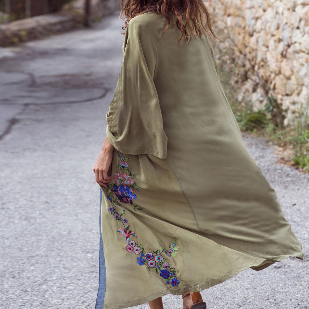 Premium Bohemian Embroidered Maxi Beach Cover-Up