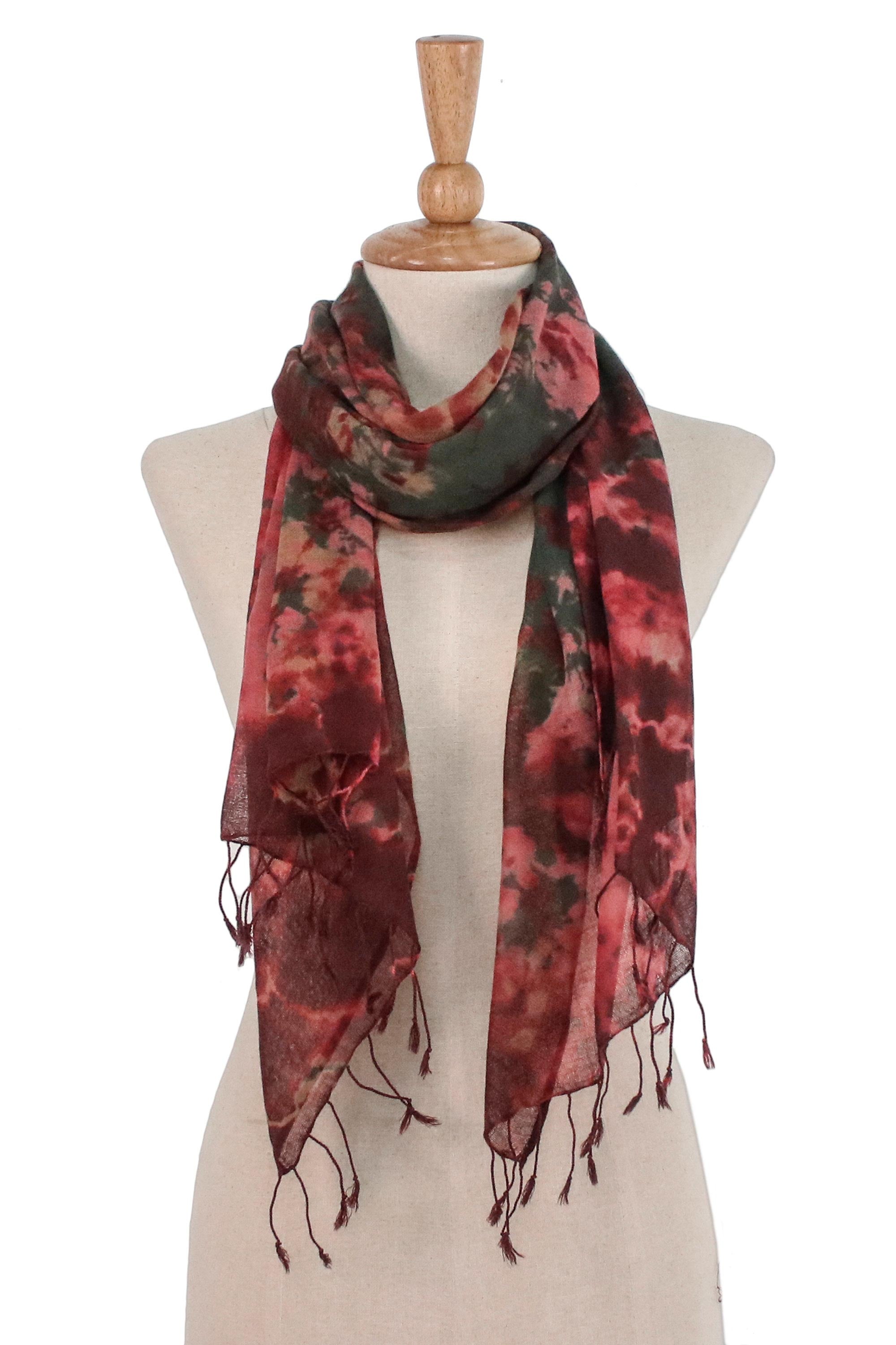 Premium Heated Colors Tie-Dye Cotton Wrap Scarf - Handcrafted in Thailand