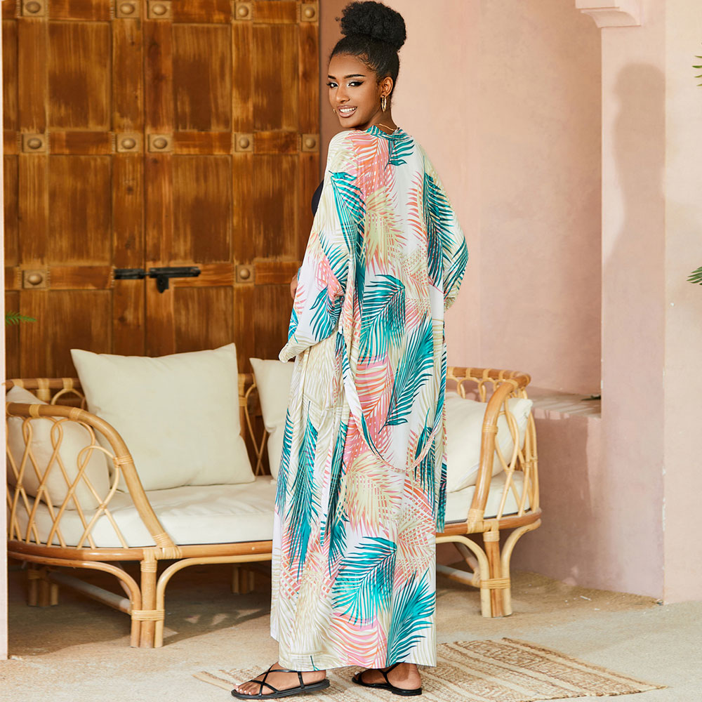 Premium Boho Printed Beach Cover-Up with Belted Waist