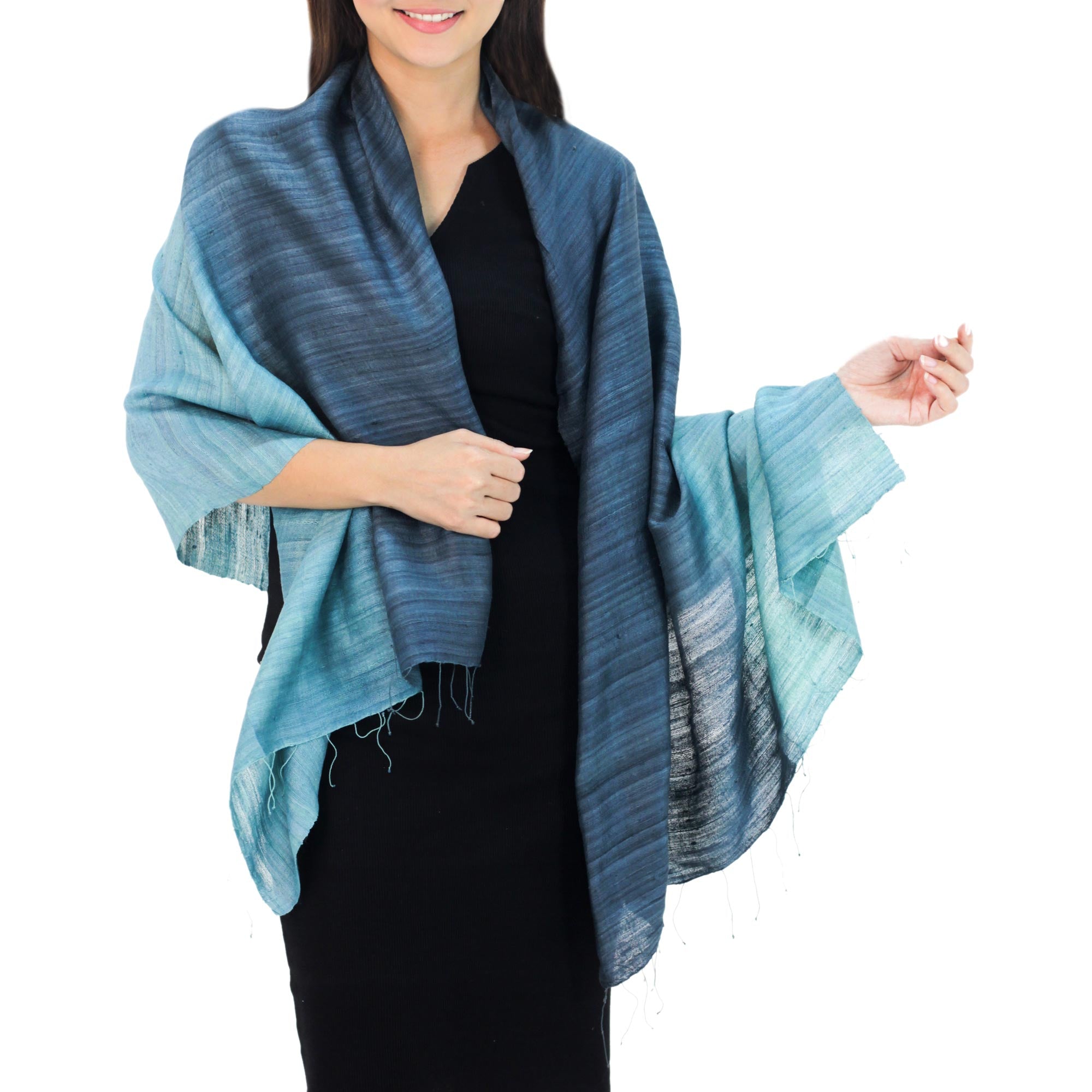 Premium Teal Silk Shawl - Ultimate Elegance