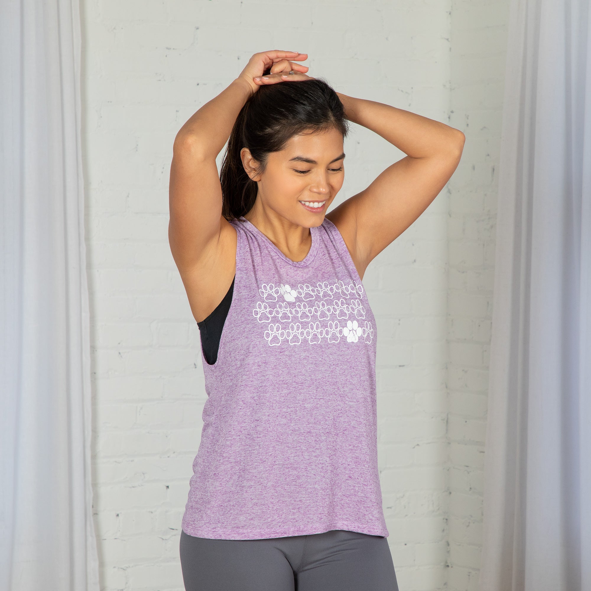 Premium Purple Paw Heathered Tank Top - Ultimate Animal Lover's Choice