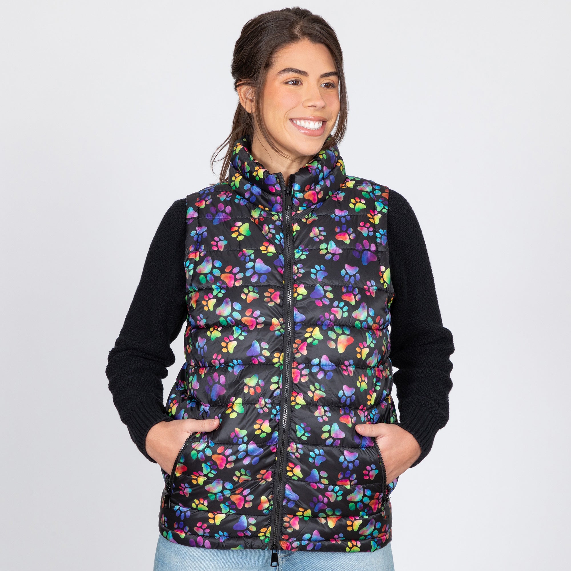 Ultimate Paw Print Quilted Nylon Vest - Bold & Bright