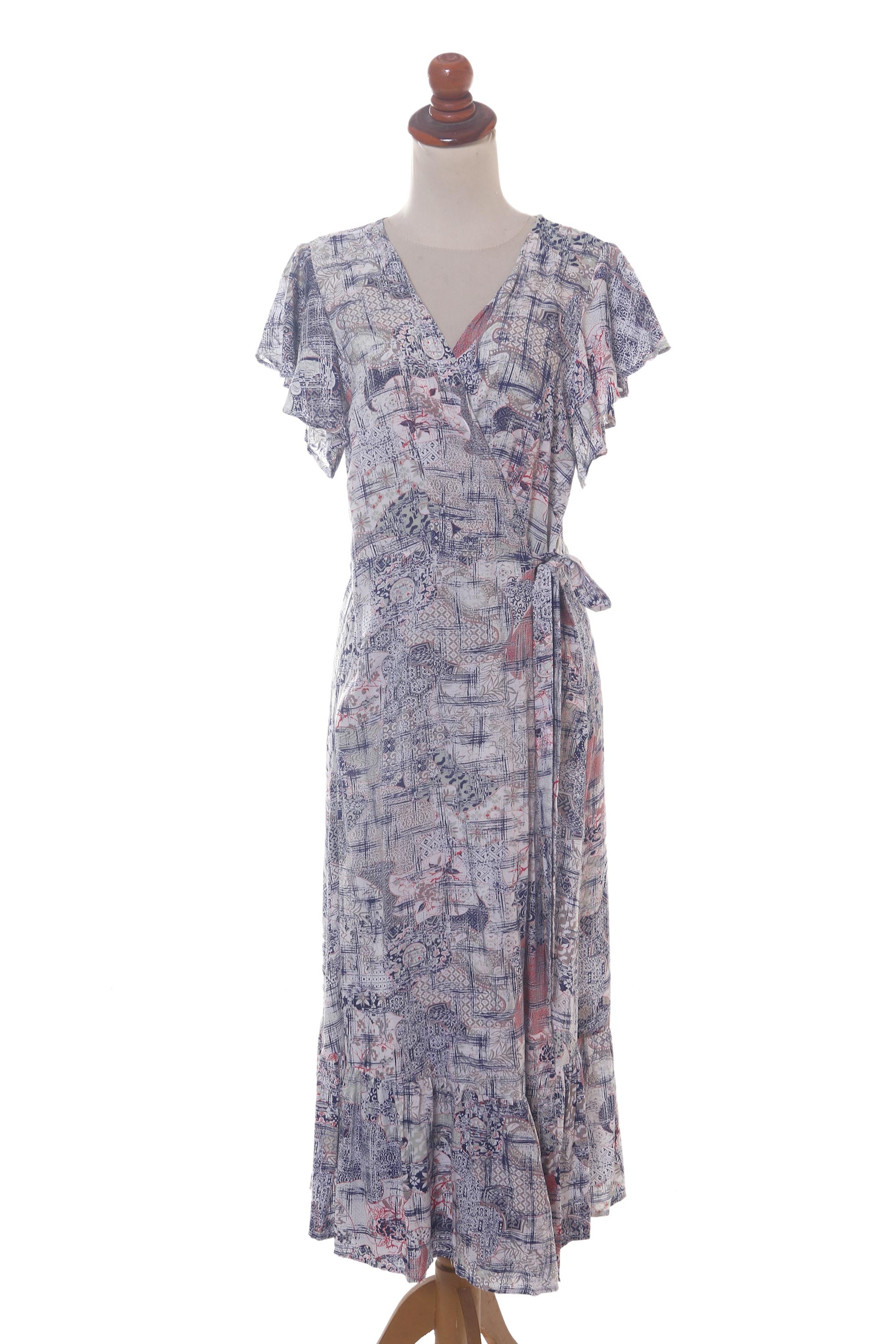 Premium Wijaya Kusuma Rayon Wrap Dress - Bali-Inspired Elegance