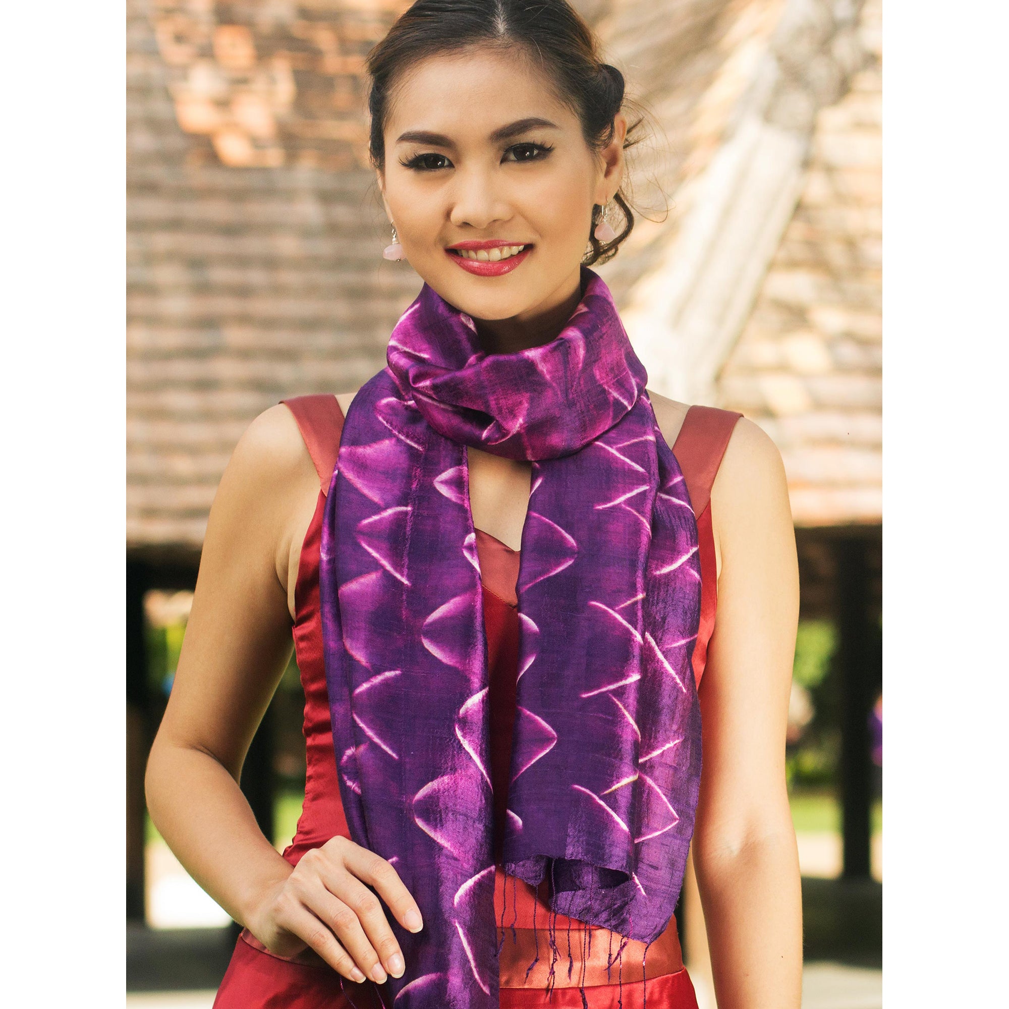 Premium Amethyst Mystique Silk Scarf – Handcrafted Elegance