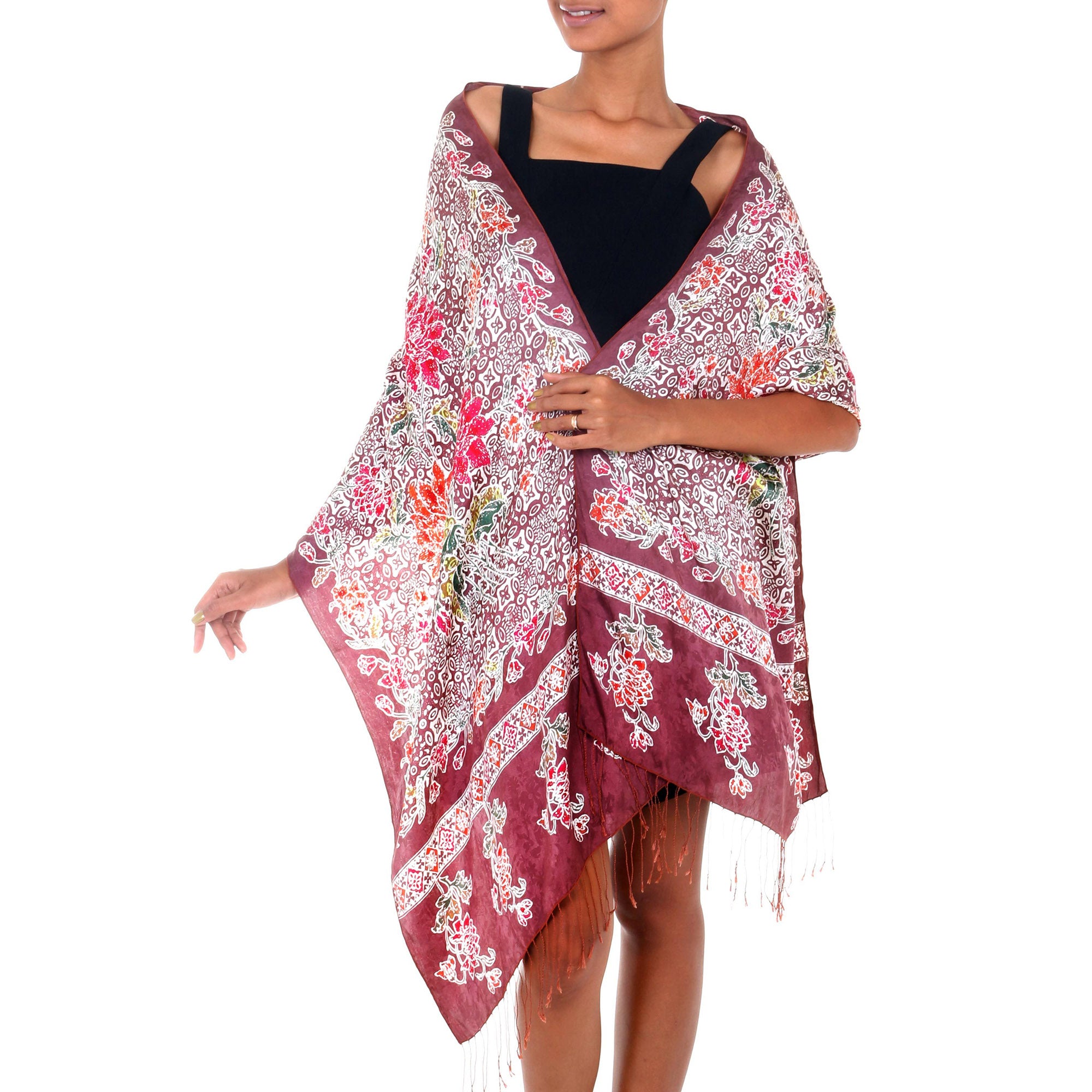 Premium Multicolor Chrysanthemum Batik Silk Wrap