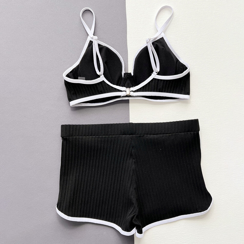 Ultimate '90s Retro Athletic Bikini Set - Ribbed & Underwire