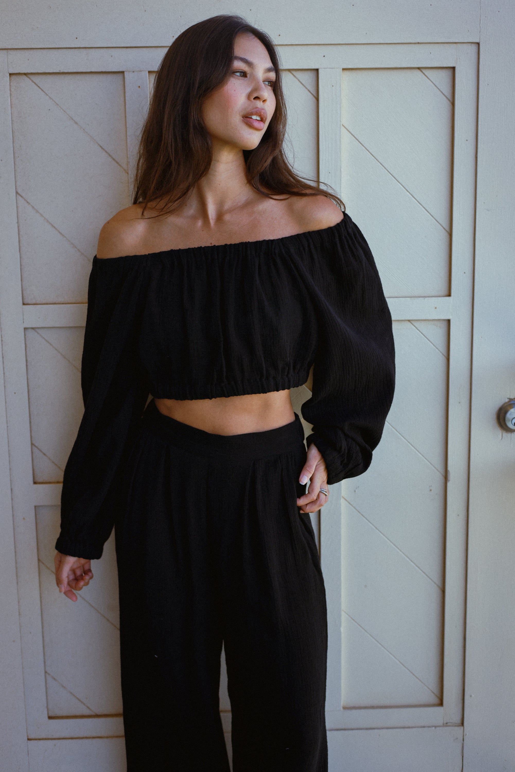 Premium Off-Shoulder Black Taylor Top