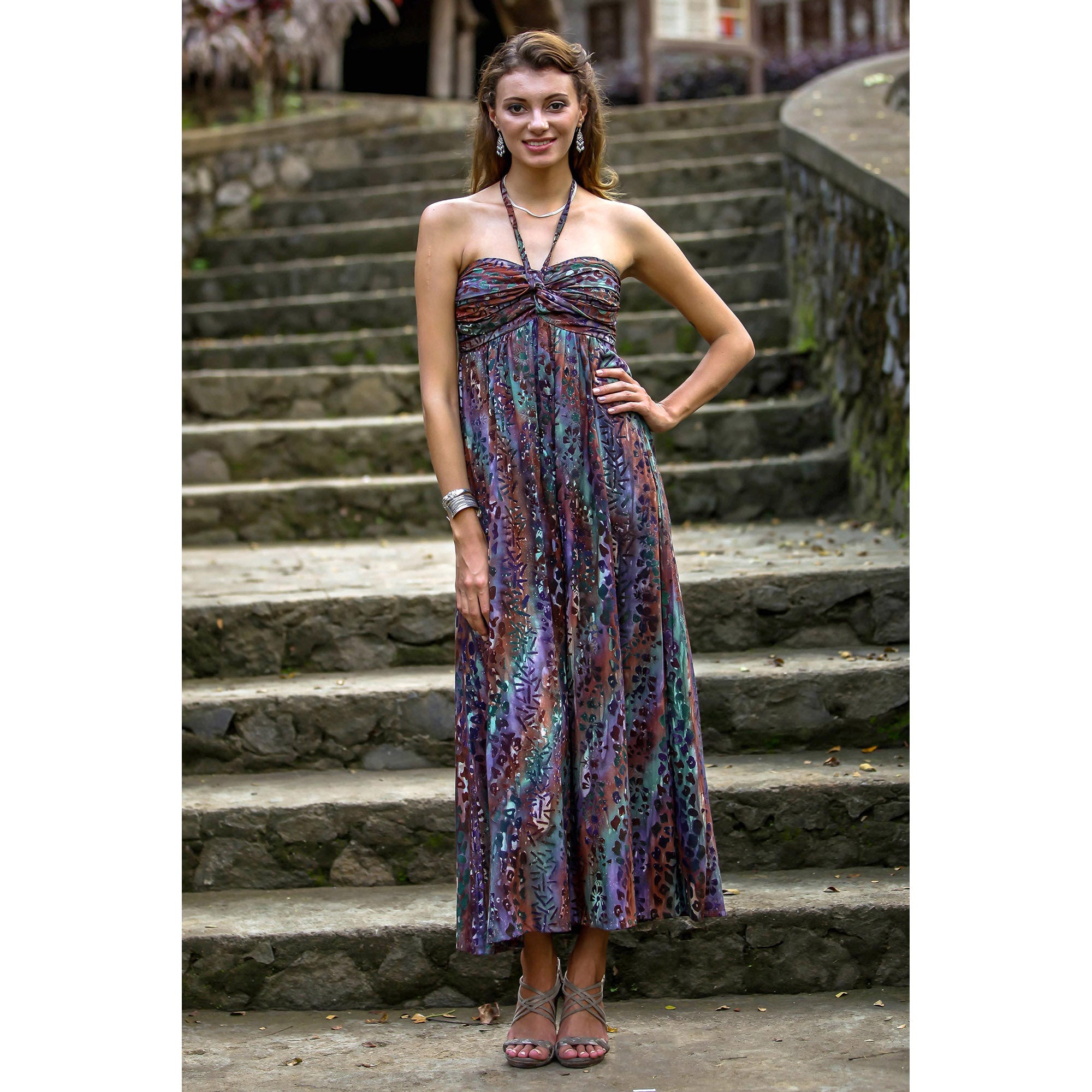 Premium Bali Empress Multicolor Batik Maxi Dress