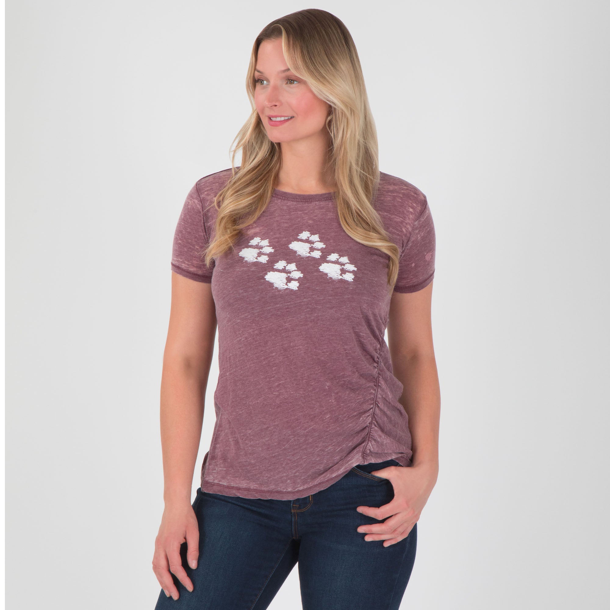 Premium Walking Paws Ruched Short Sleeve Tee - Ultimate Comfort & Style